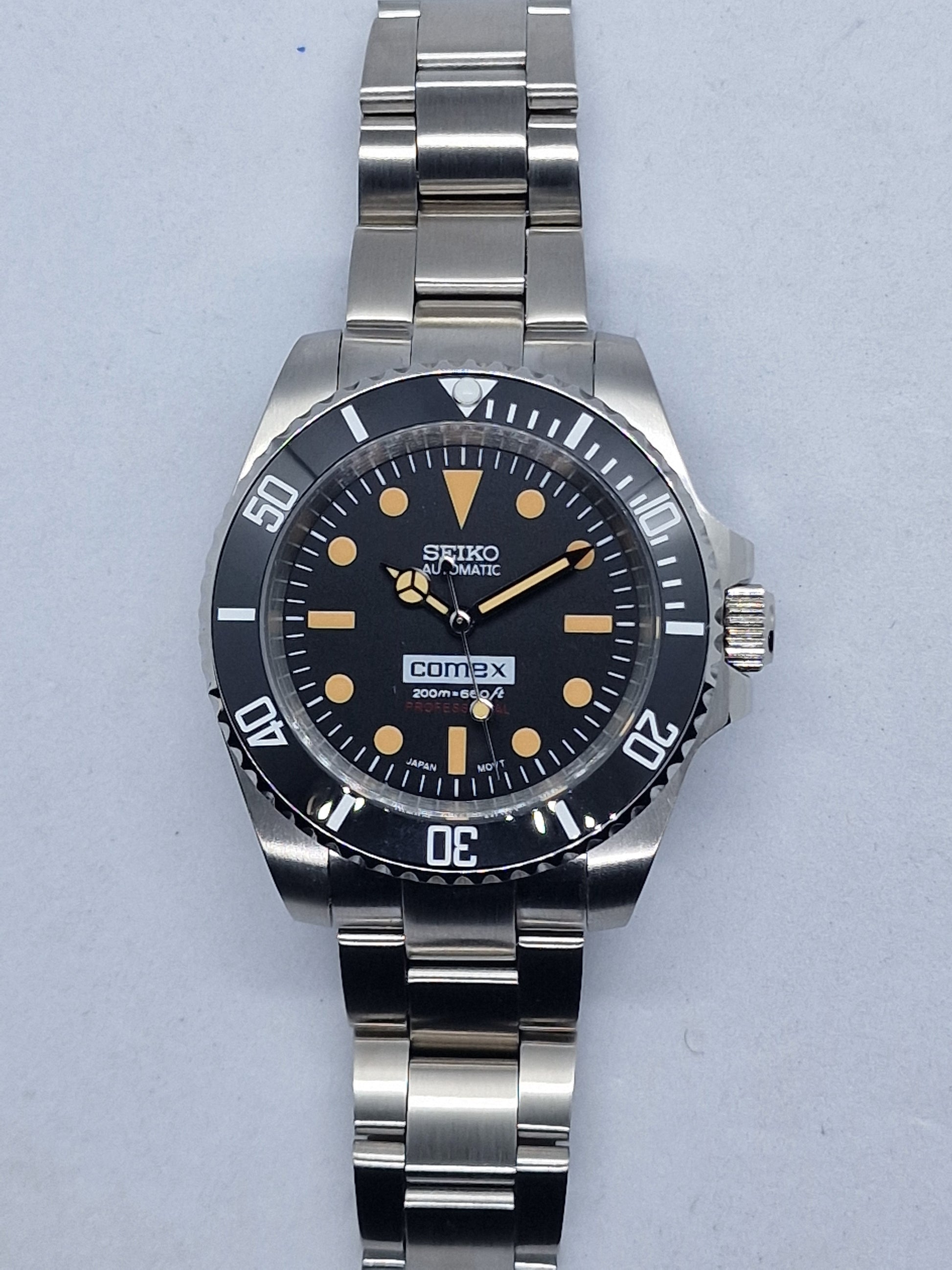 Seiko Mod Comex no data Submariner Nh35 automatico 40 mm vetro