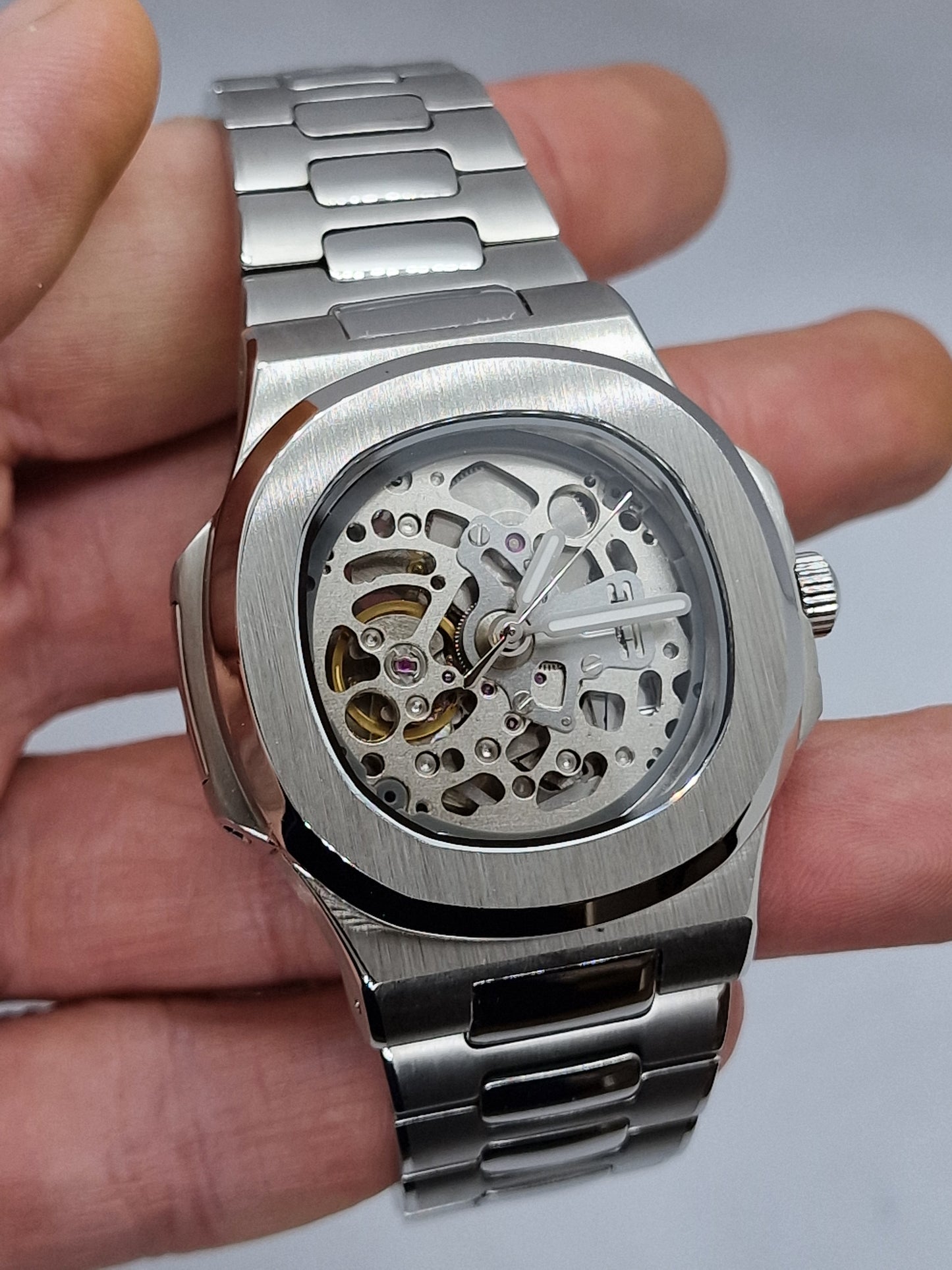 Seiko Mod Nautilus Skeleton Nh70 automatico 40mm vetro zaffiro