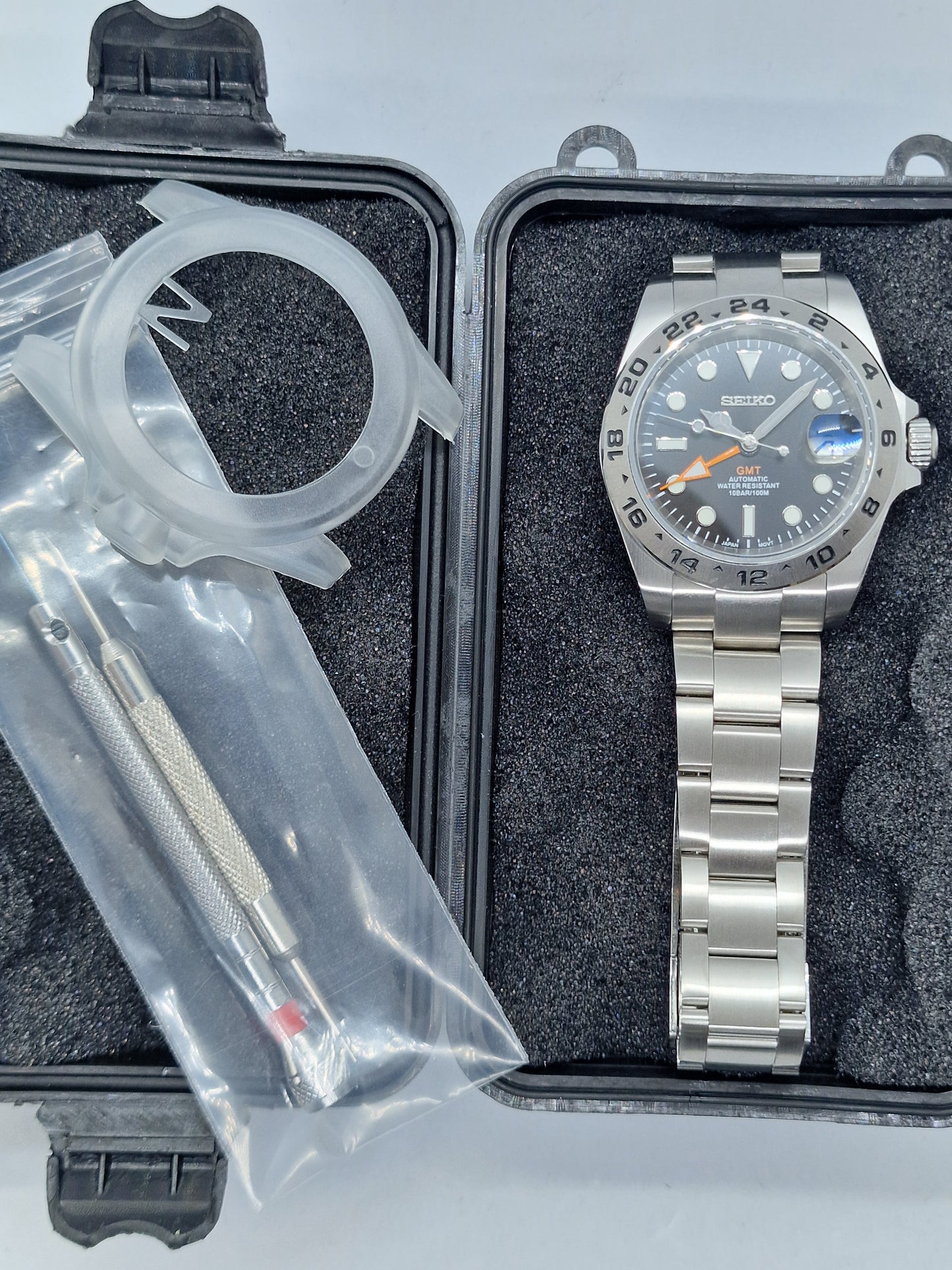 Cassa Orologio 40mm Girevole Lunetta Anello In Acciaio Inox Vetro Zaffiro Per NH - Foto 11