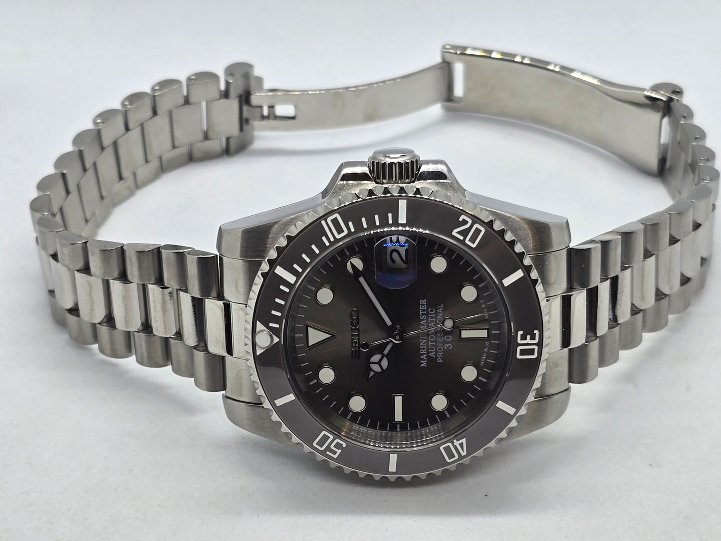 Seiko Mod Submariner grigio Nh35 automatico 40mm lunetta ceramica