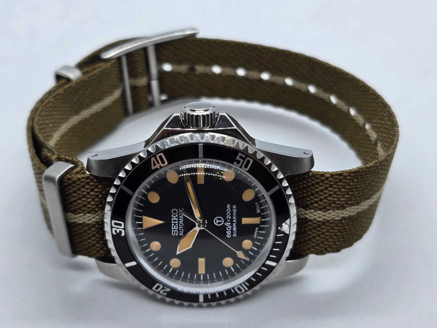 Seiko Mod Milsub Submariner Nh35 automatico 39mm cinturino Nato