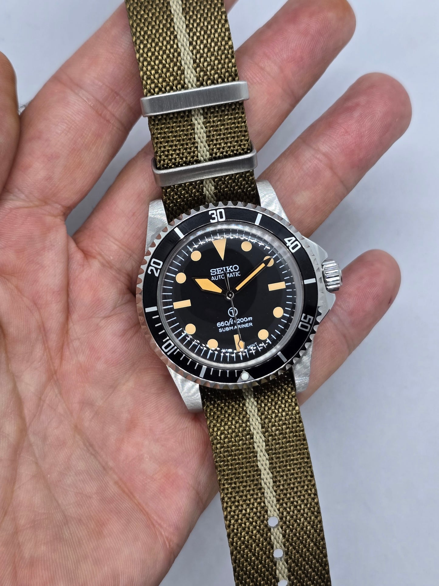 Seiko Mod Milsub Submariner Nh35 automatico 39mm cinturino Nato