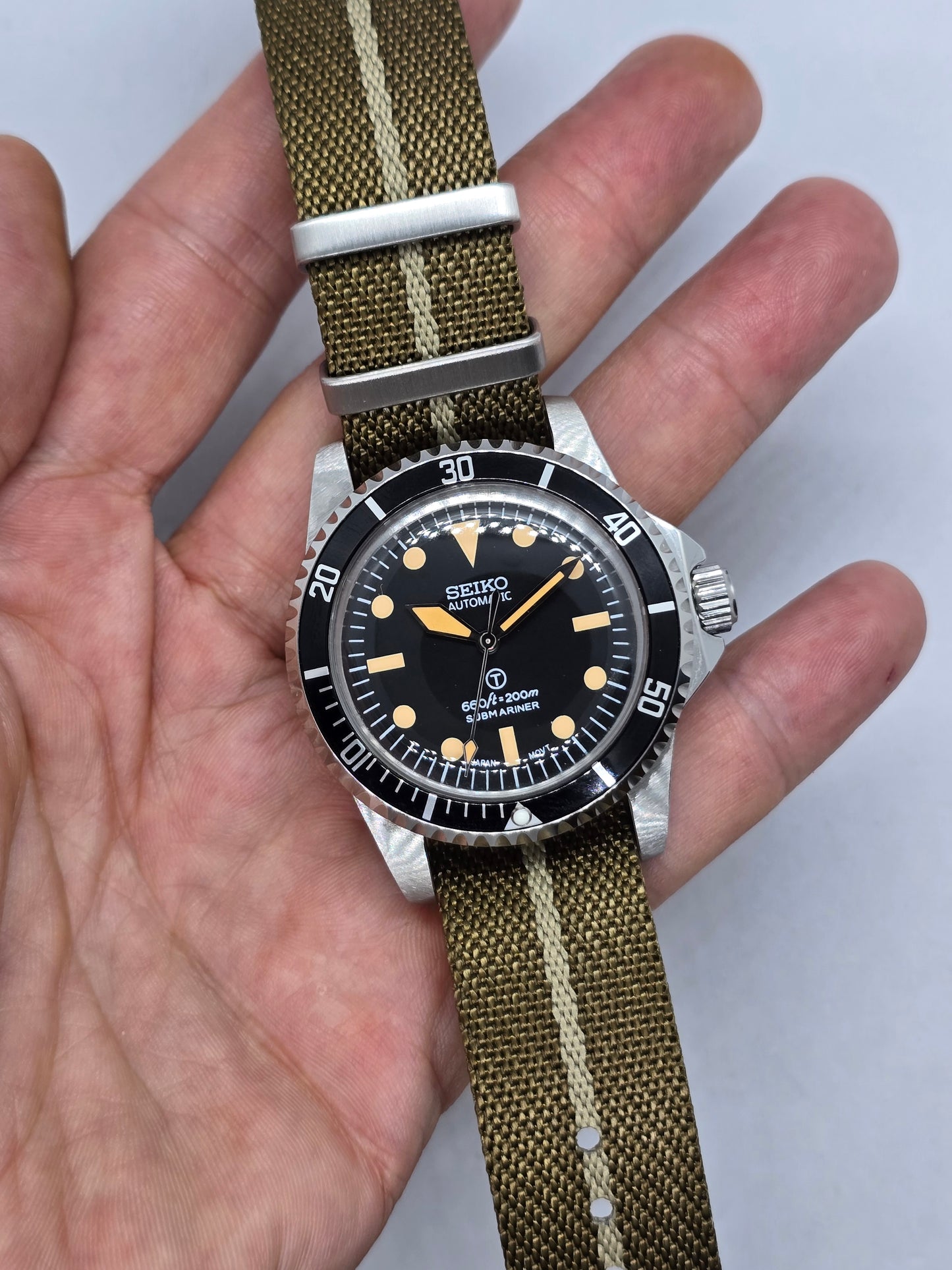 Seiko Mod Milsub Submariner Nh35 automatico 39mm cinturino Nato