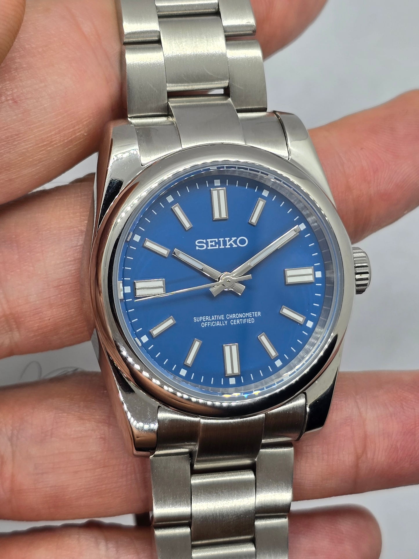 Seiko Mod Oyster blu Nh35 automatico 36mm