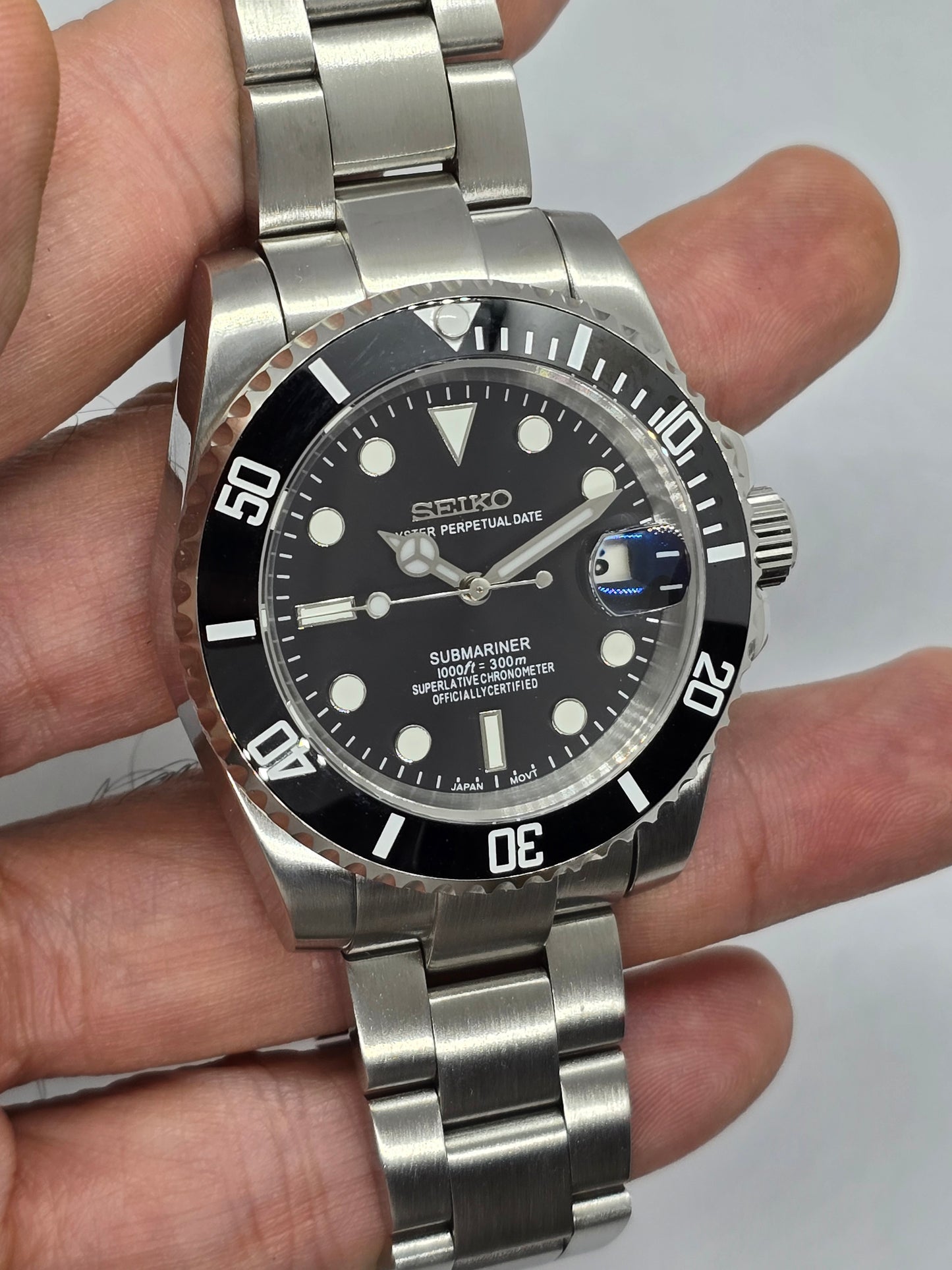 Seiko Mod Submariner Oyster Nh35 automatico 40mm lunetta ceramica