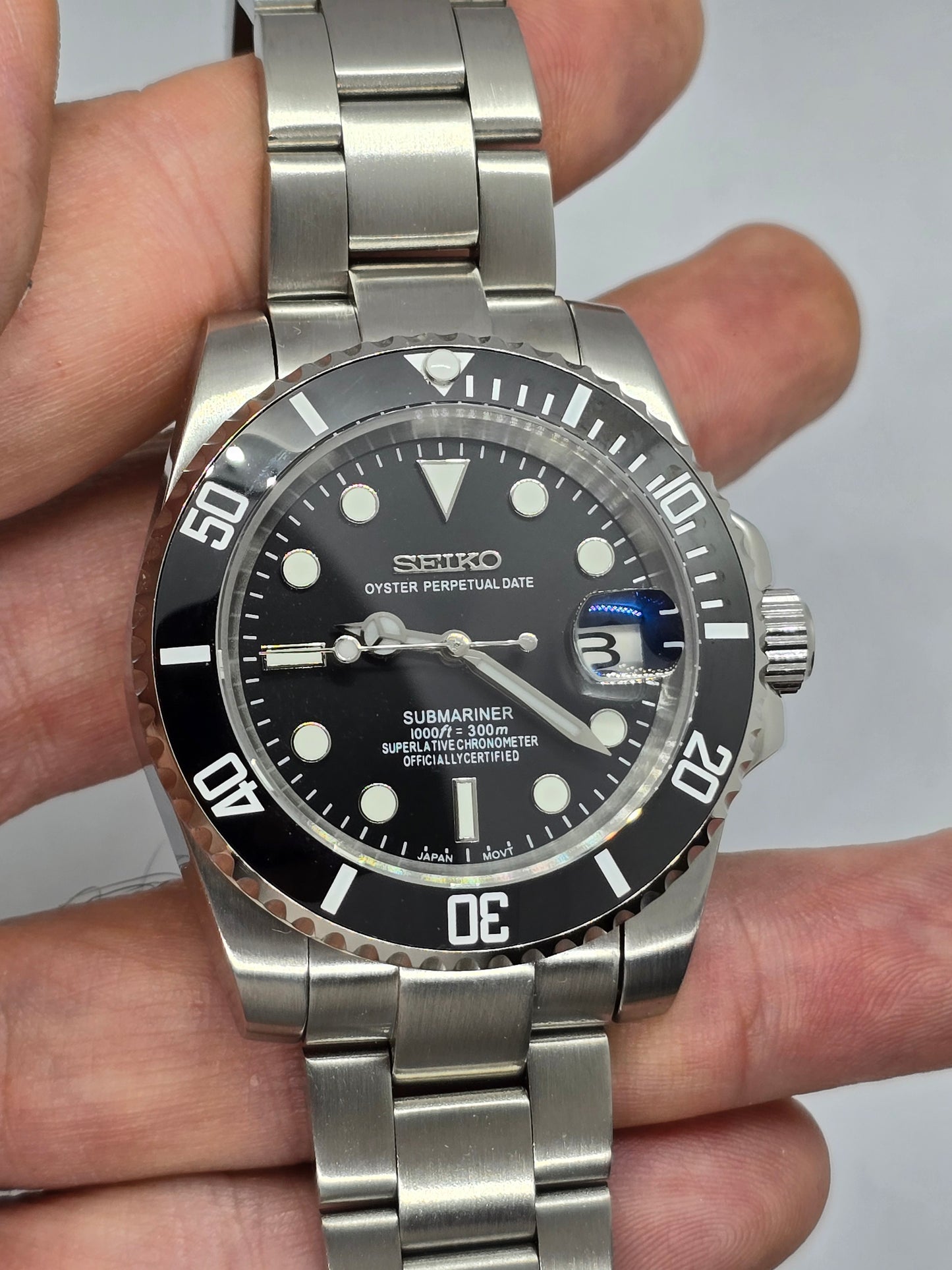 Seiko Mod Submariner Oyster Nh35 automatico 40mm lunetta ceramica