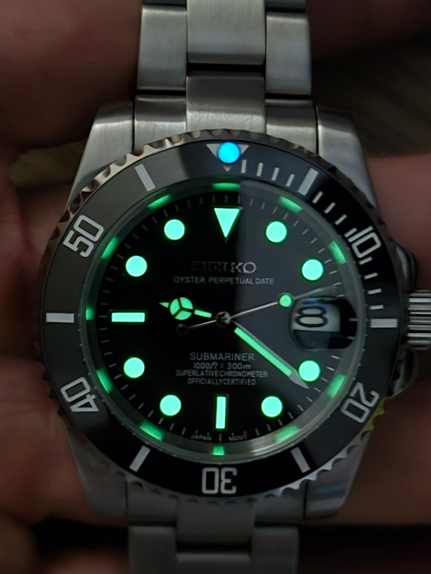 Seiko Mod Submariner Oyster Nh35 automatico 40mm lunetta ceramica