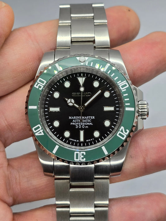 Seiko Mod Kermit Submariner No data Nh35 automatico 40 mm vetro zaffiro piatto