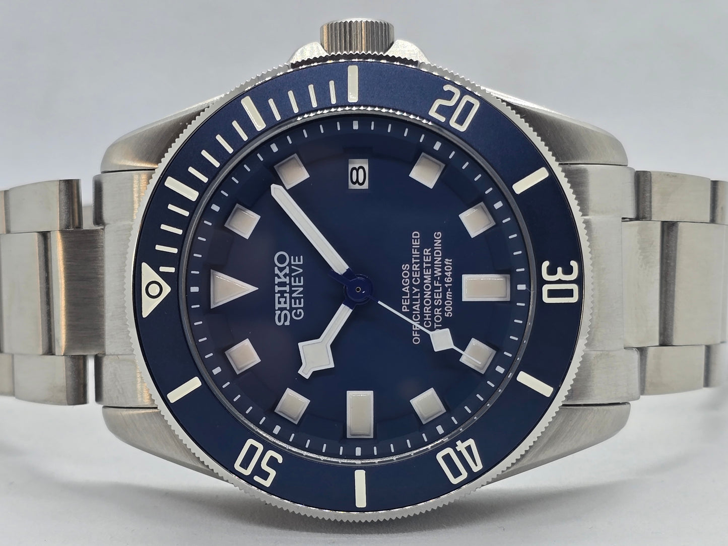 Seiko Mod Pelagos blu Nh35 automatico 42mm vetro zaffiro - Orologio personalizzato