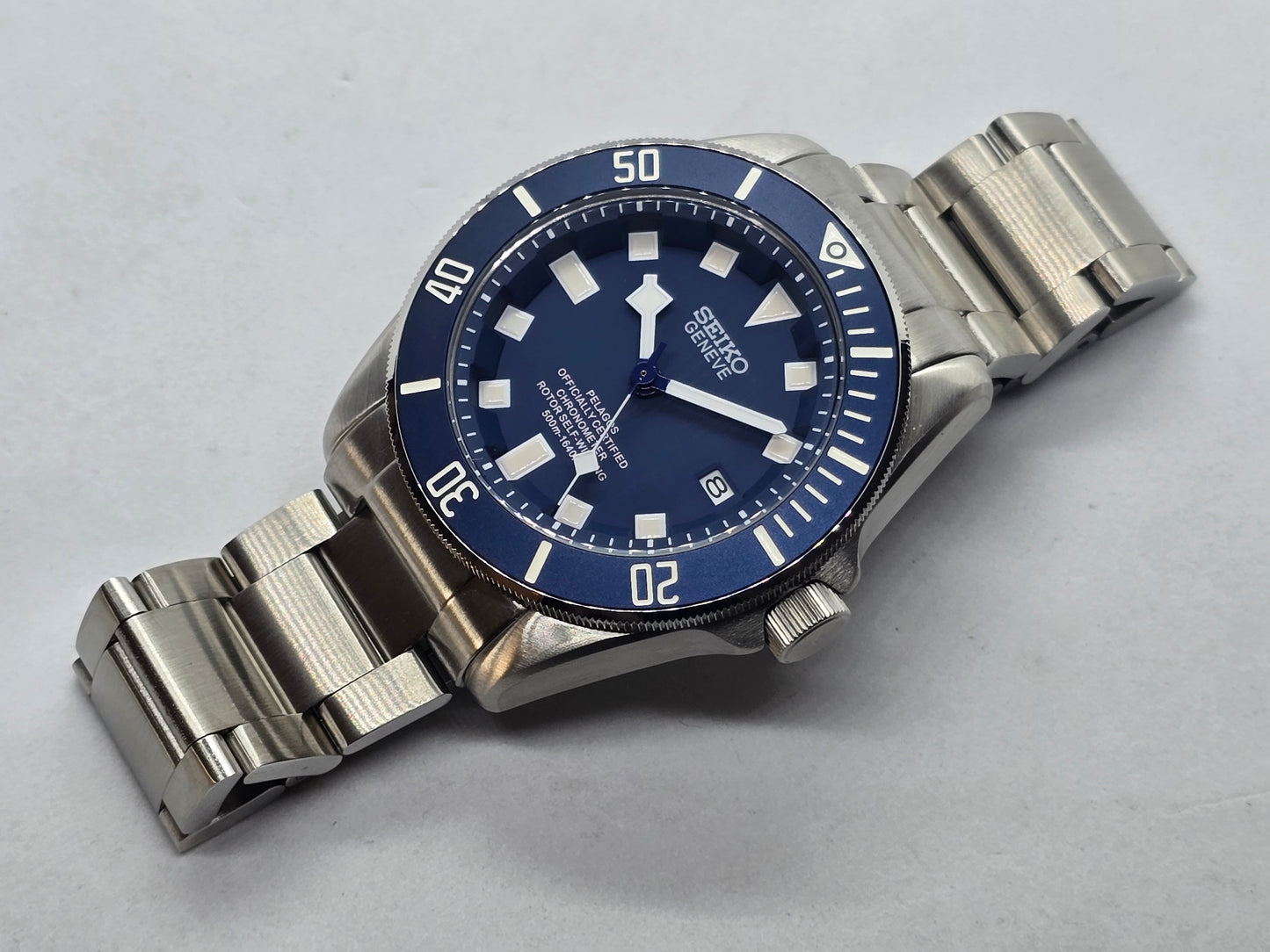 Seiko Mod Pelagos blu Nh35 automatico 42mm vetro zaffiro - Orologio personalizzato