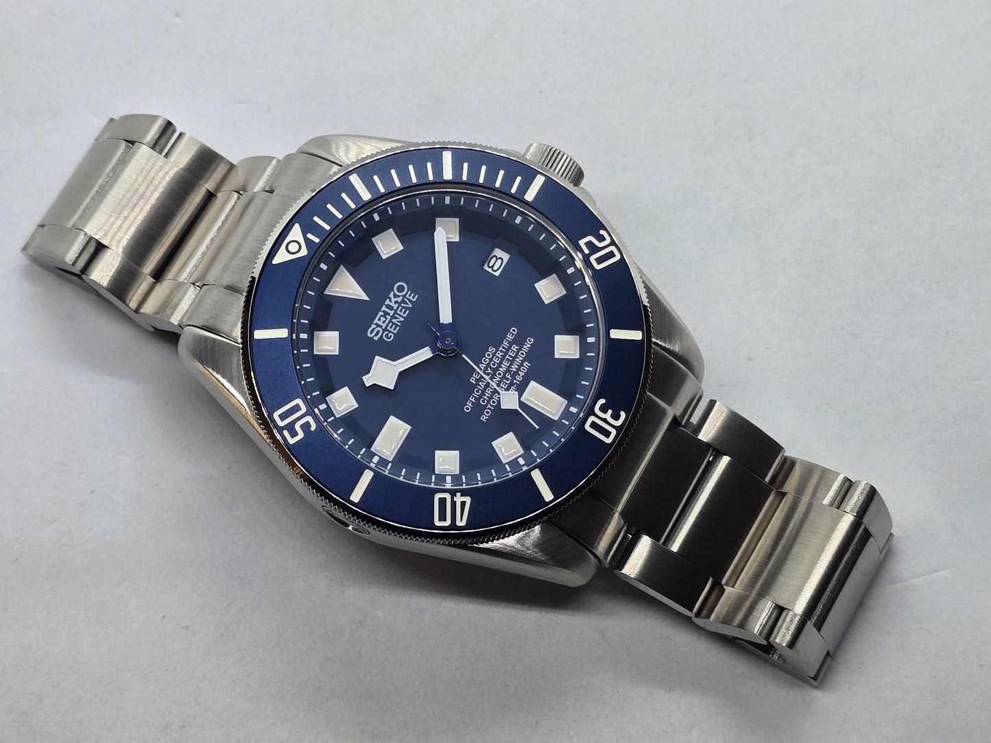 Seiko Mod Pelagos blu Nh35 automatico 42mm vetro zaffiro - Orologio personalizzato