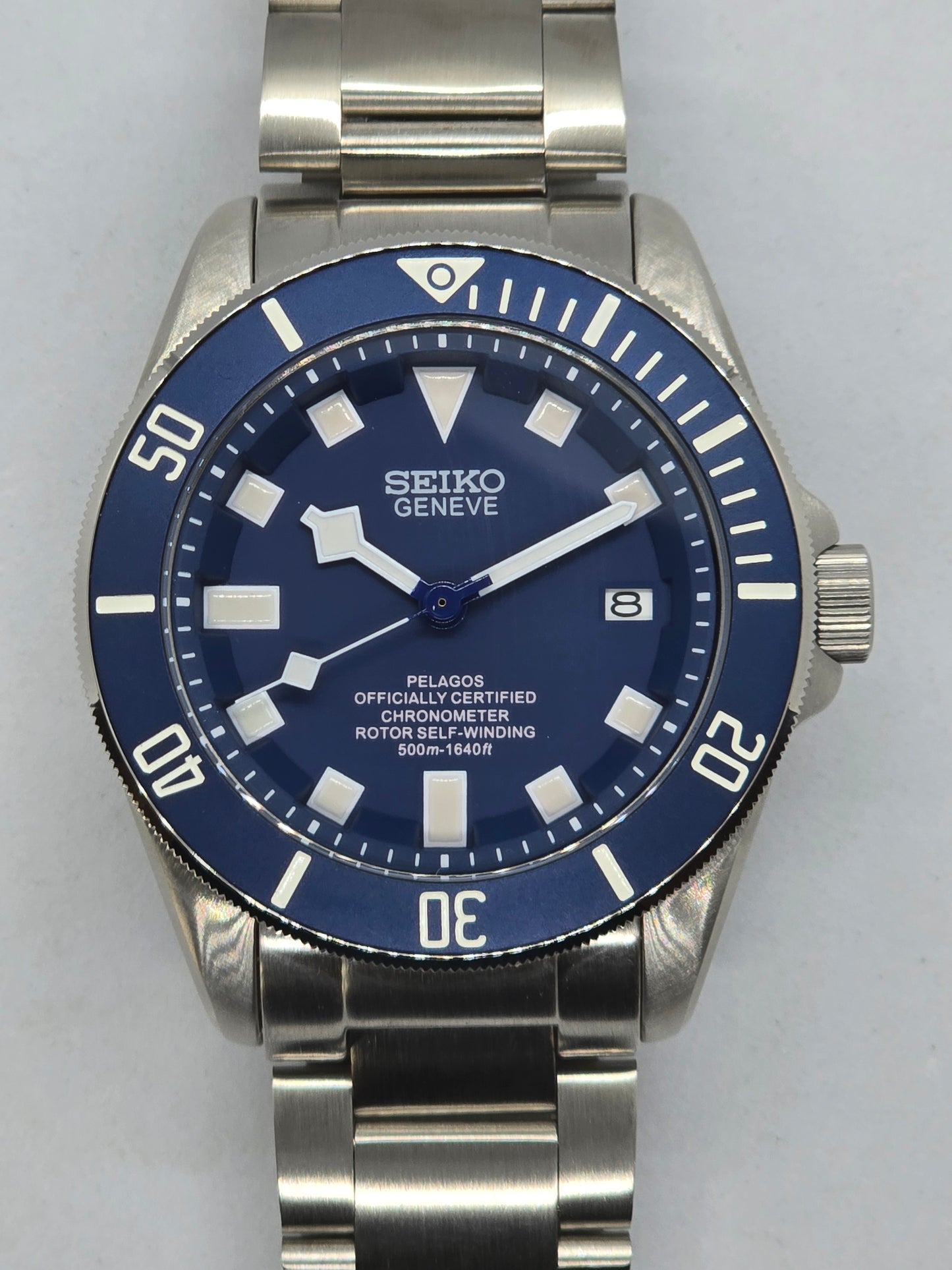 Seiko Mod Pelagos blu Nh35 automatico 42mm vetro zaffiro - Orologio personalizzato