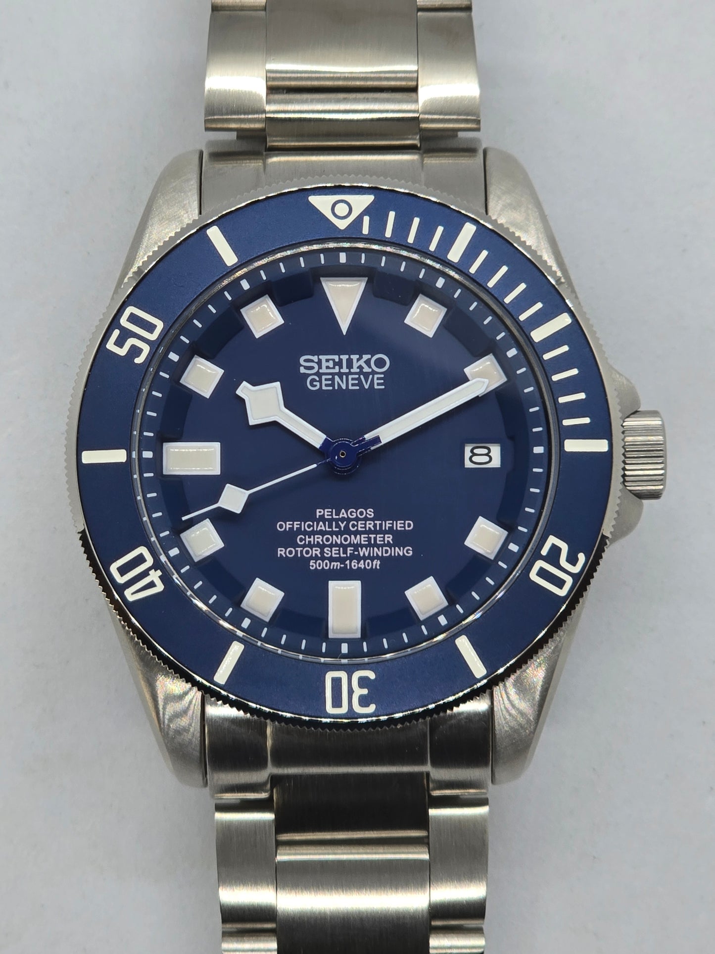 Seiko Mod Pelagos blu Nh35 automatico 42mm vetro zaffiro - Orologio personalizzato