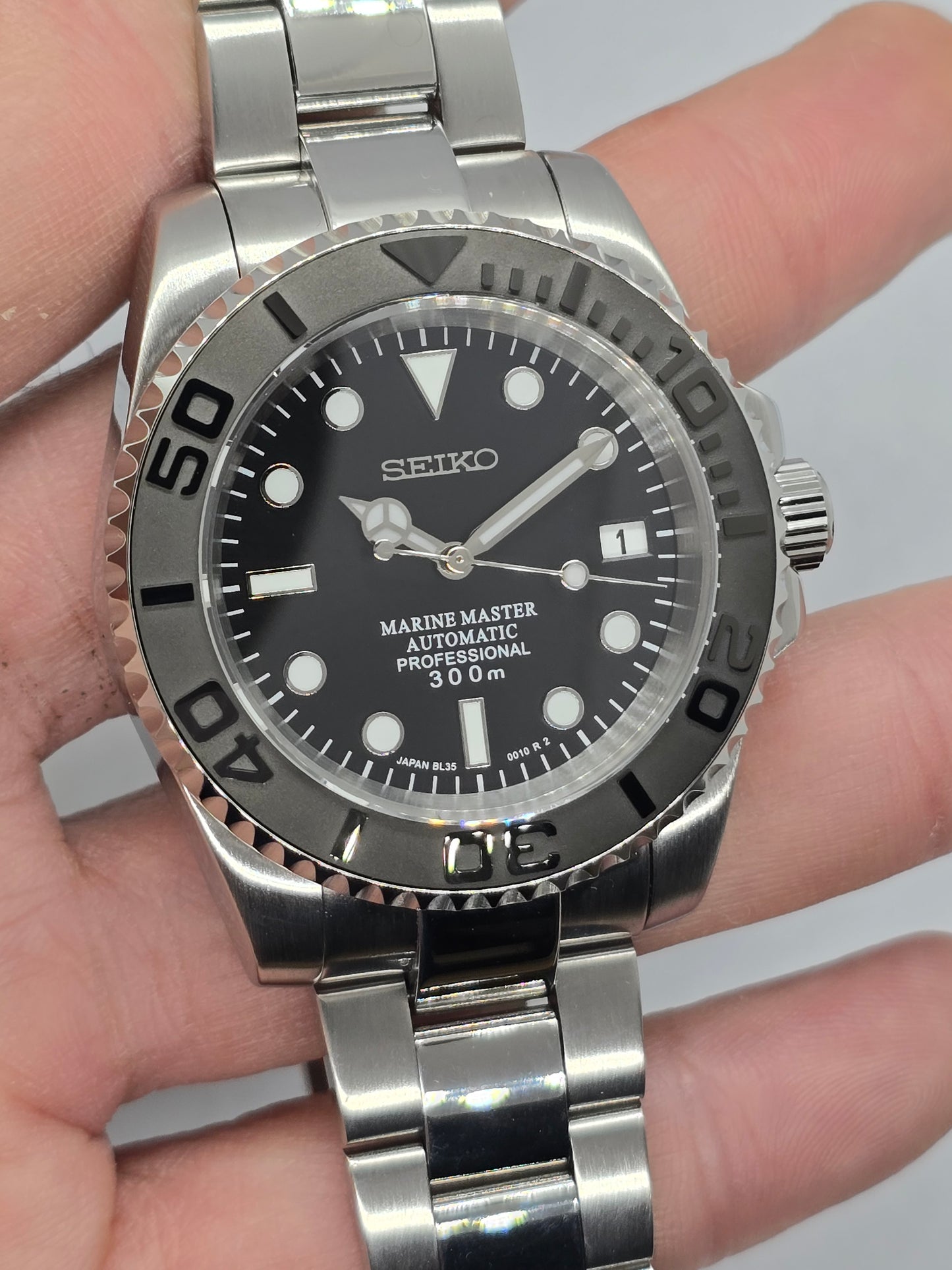 Seiko Mod Yachtmaster nero Nh35 automatico 40mm Oyster