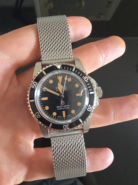 Seiko Mod Milsub Submariner Nh35 automatico 39mm cinturino Nato nero e braccialetto Mesh aggiuntivo