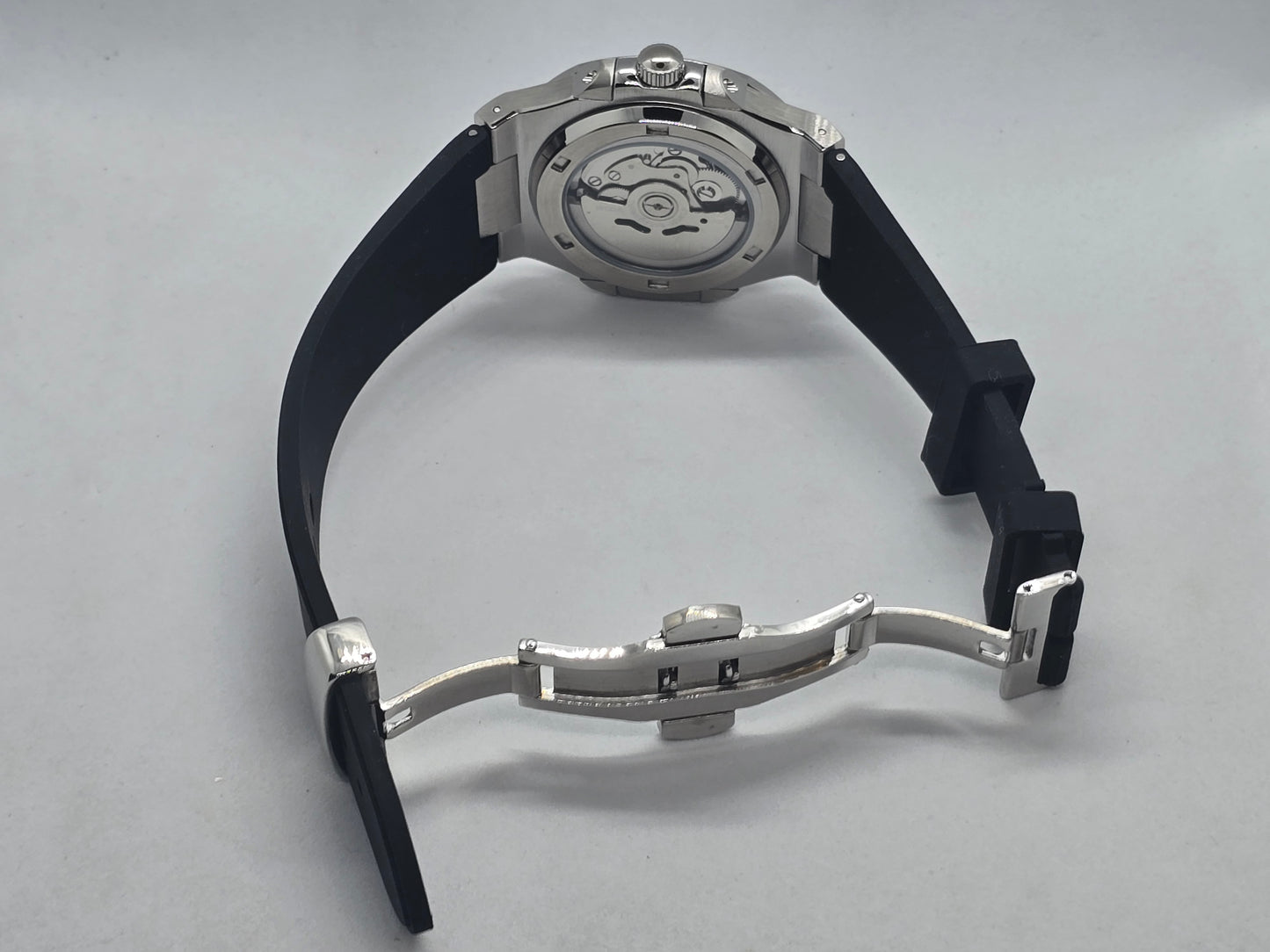 Seiko Mod Nautilus nero Nh35 automatico 40 mm vetro zaffiro con cinturino in gomma nero