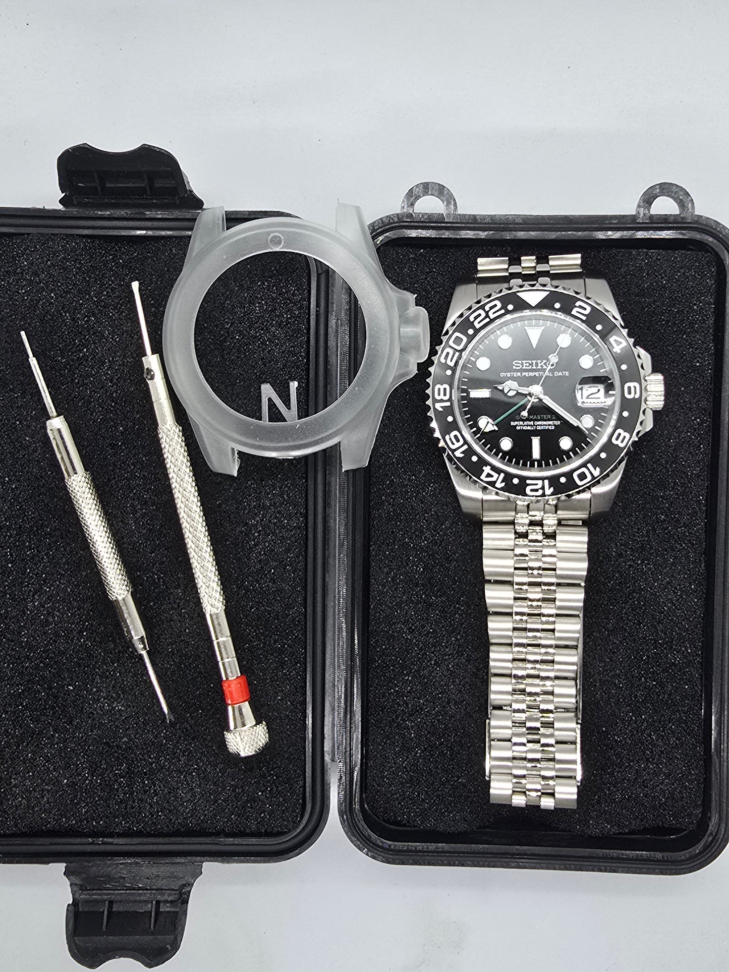 Seiko Mod Gmt Black Nh34 Automatico 40 mm lunetta ceramica Jubilee