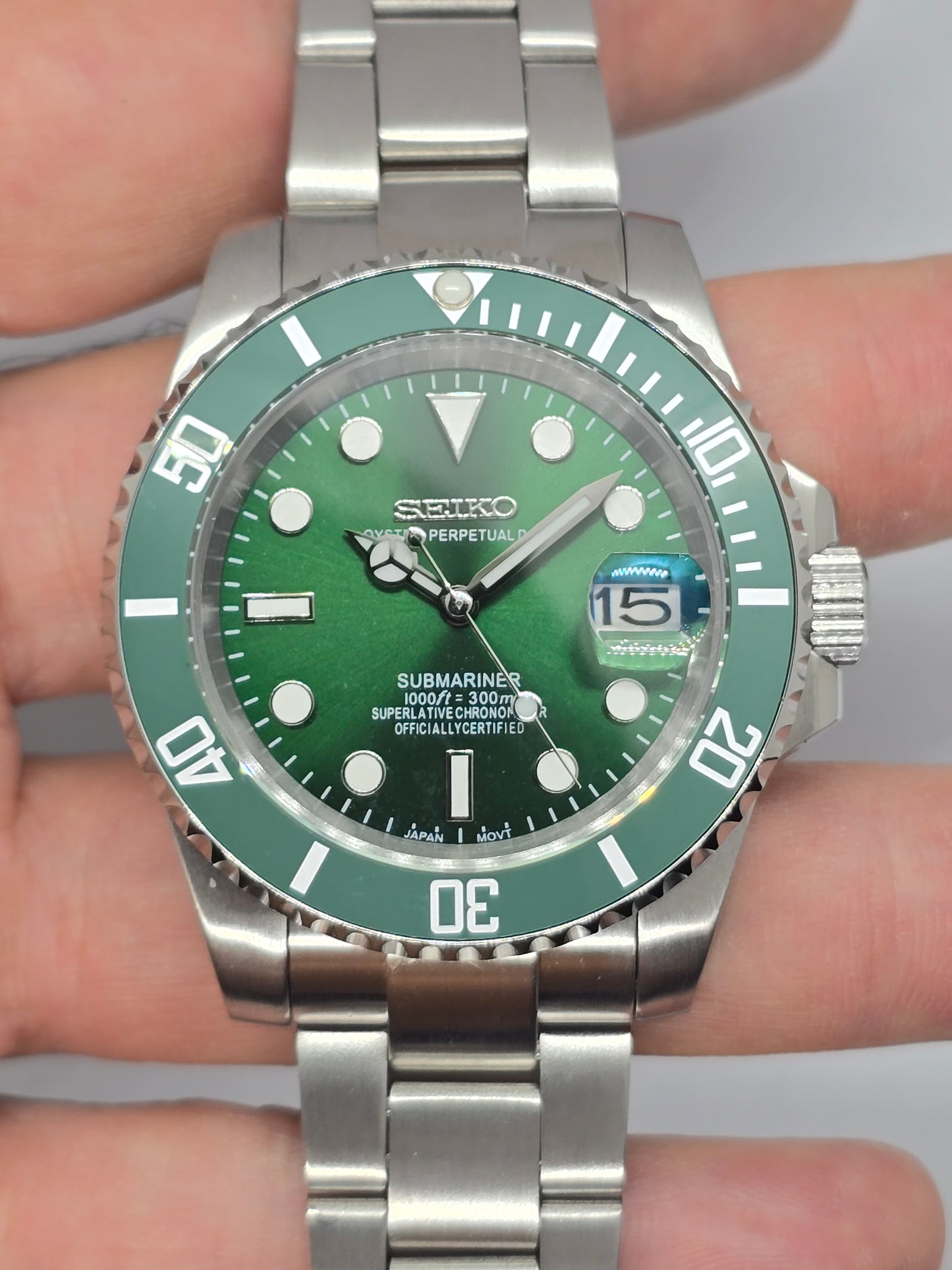 Seiko Mod Hulk Submariner Nh35 automatico vetro zaffiro