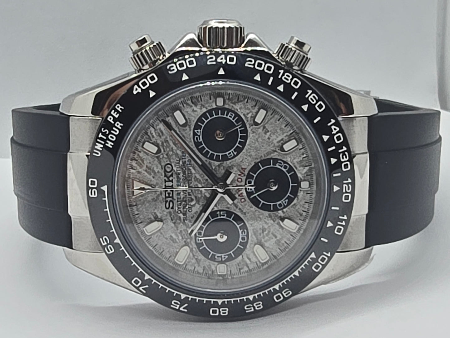 Seiko Mod Daytona Meteorite Vk63 quarzo lunetta ceramica