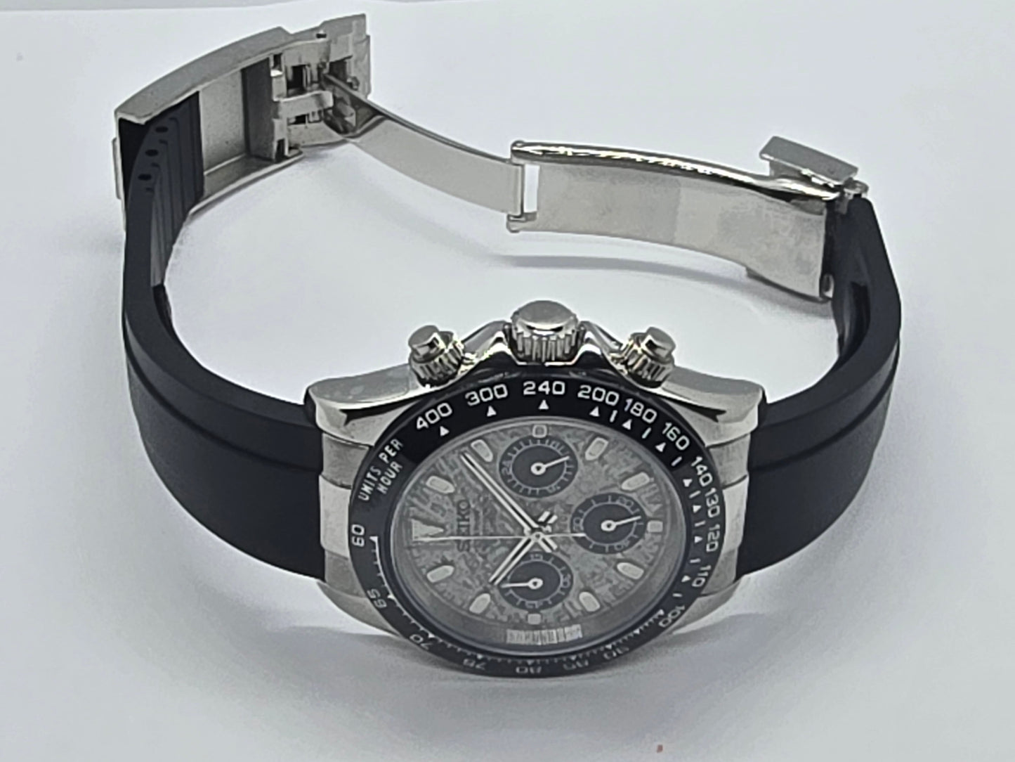 Seiko Mod Daytona Meteorite Vk63 quarzo lunetta ceramica