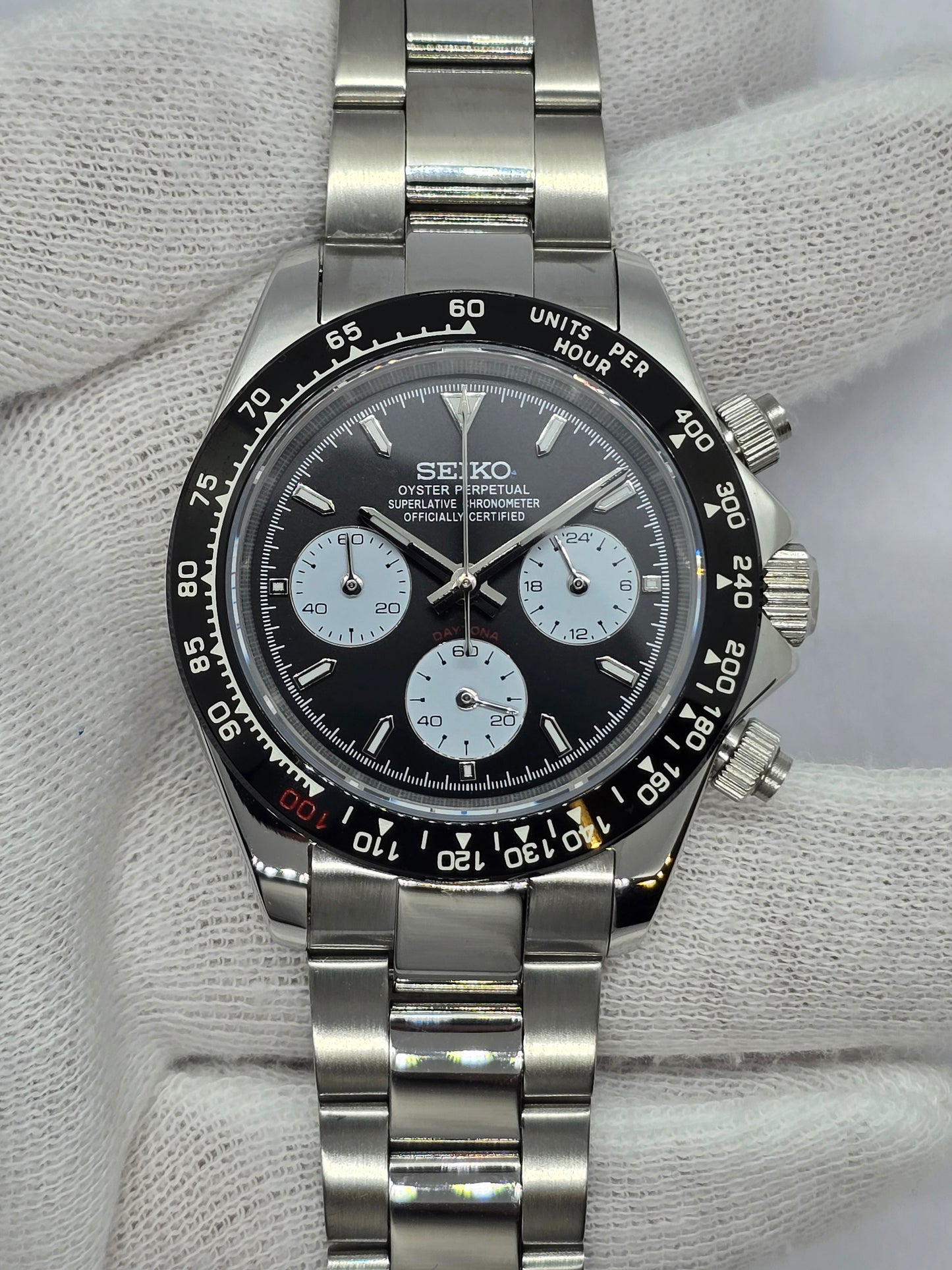 Seiko Mod Daytona Le Mans cronografo Vk64 quarzo lunetta ceramica