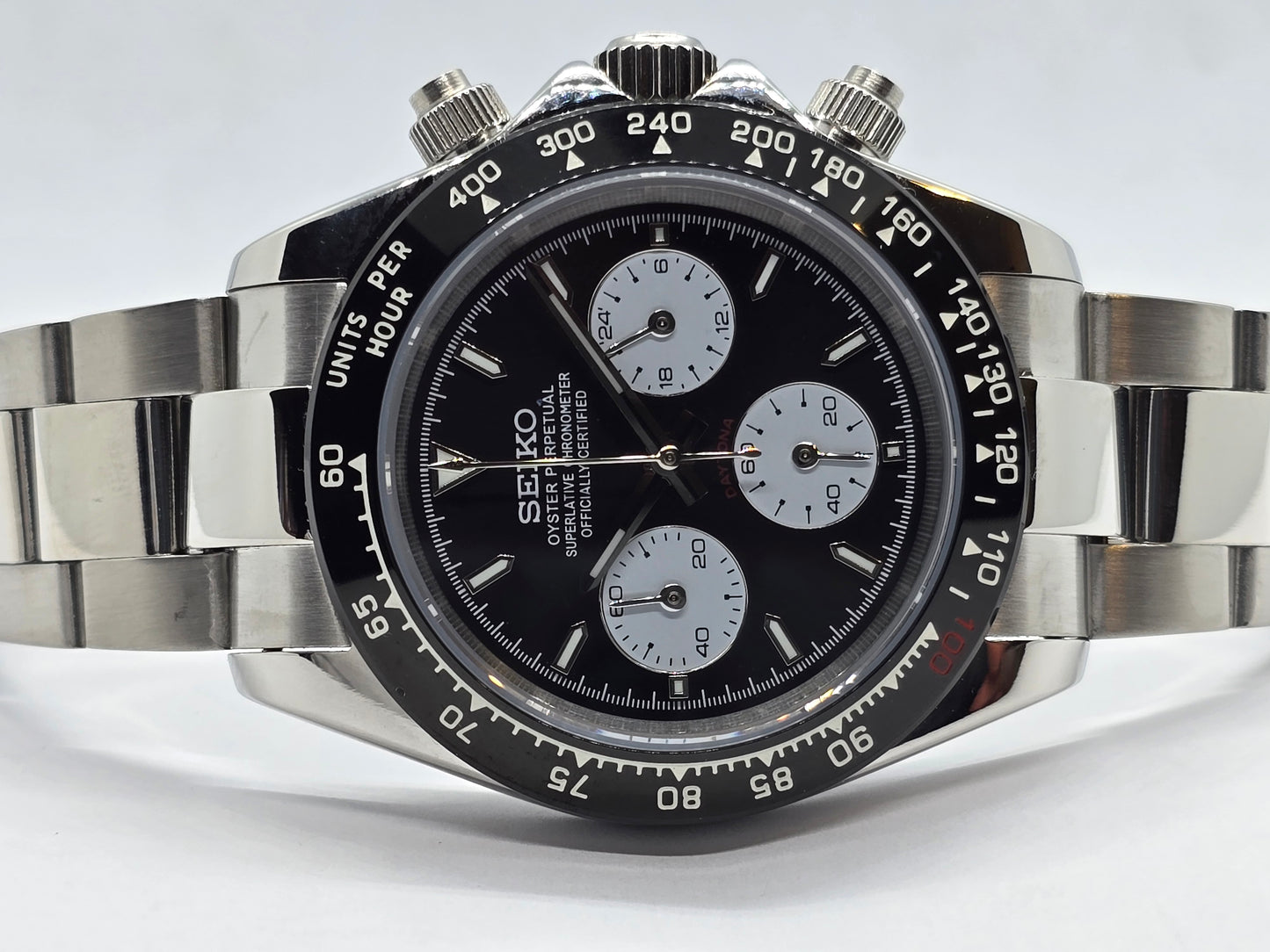 Seiko Mod Daytona Le Mans cronografo Vk64 quarzo lunetta ceramica