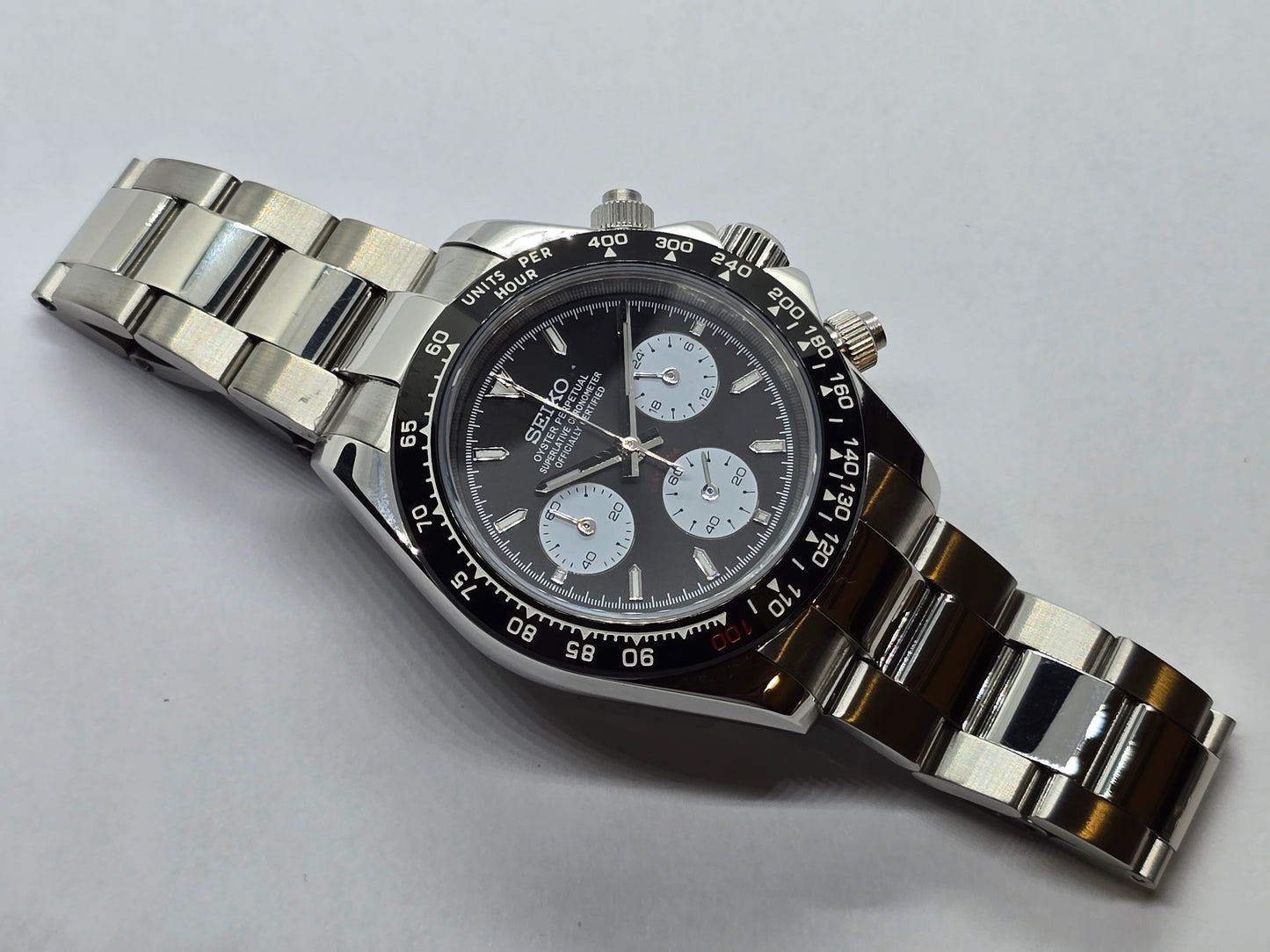 Seiko Mod Daytona Le Mans cronografo Vk64 quarzo lunetta ceramica