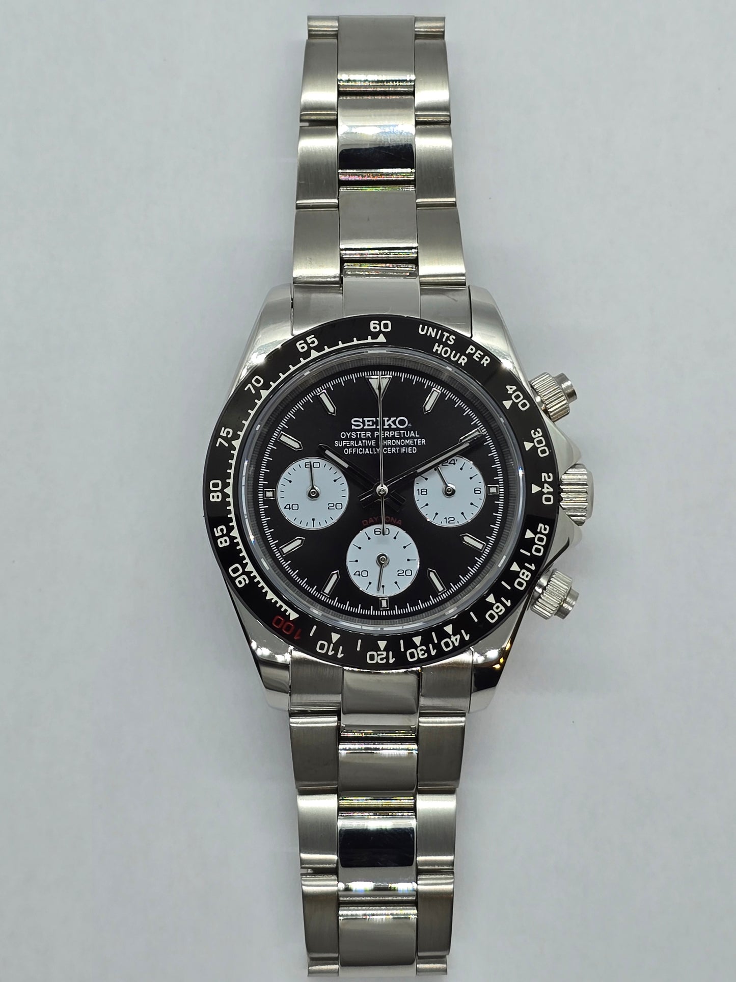 Seiko Mod Daytona Le Mans cronografo Vk64 quarzo lunetta ceramica