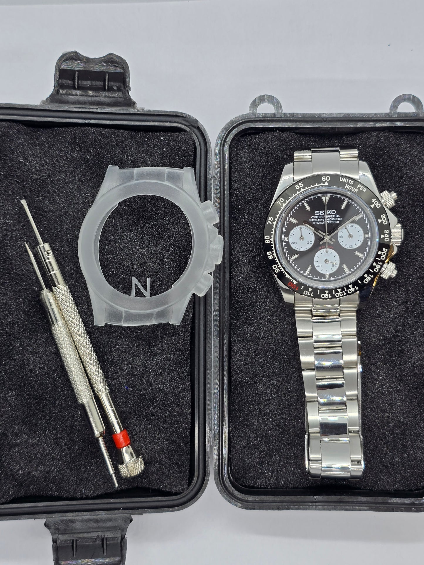 Seiko Mod Daytona Le Mans cronografo Vk64 quarzo lunetta ceramica