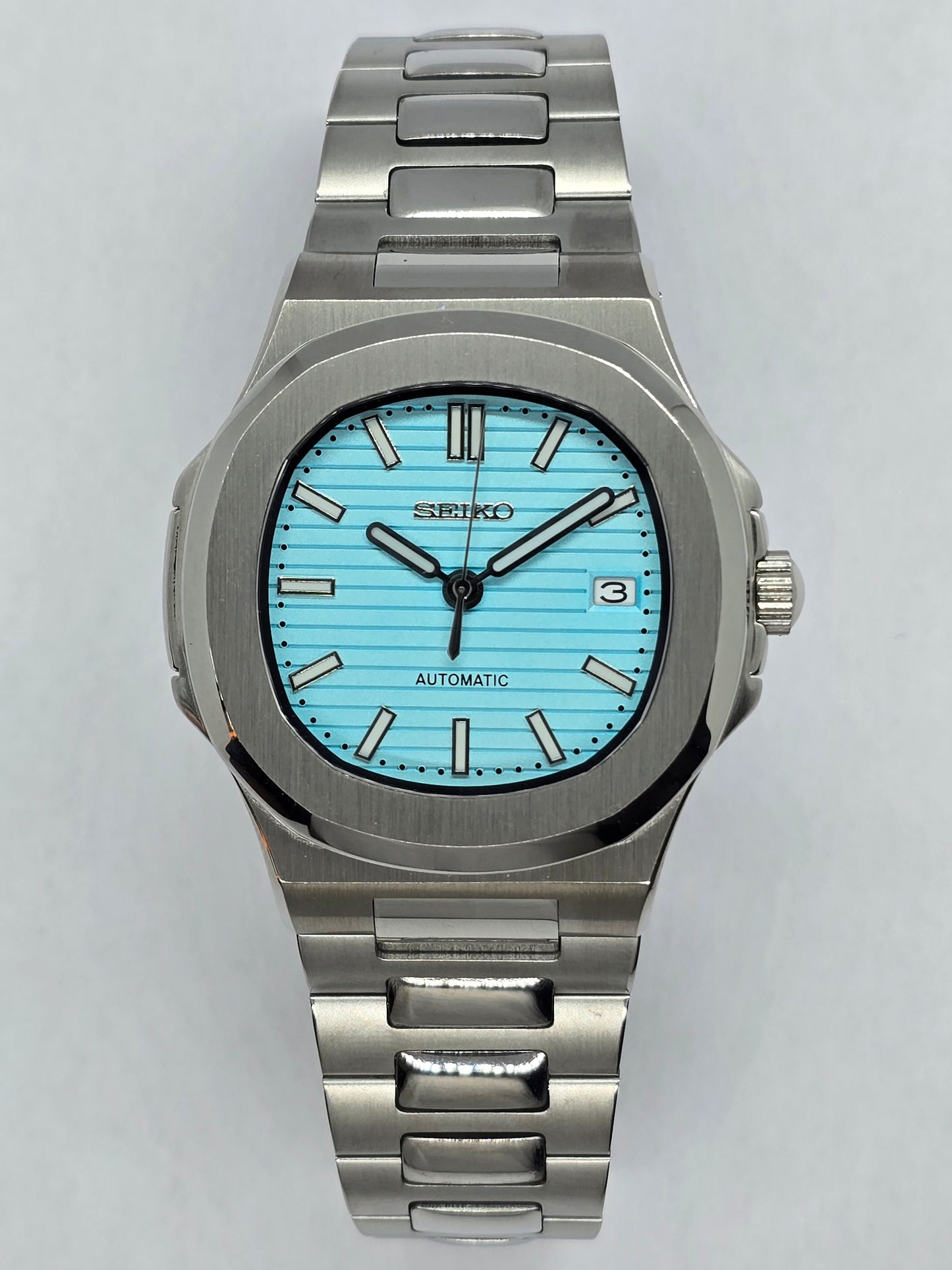 Seiko Mod Nautilus Tiffany Nh35 automatico 40mm vetro zaffiro