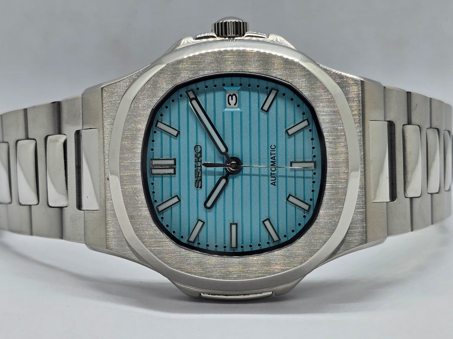 Seiko Mod Nautilus Tiffany Nh35 automatico 40mm vetro zaffiro