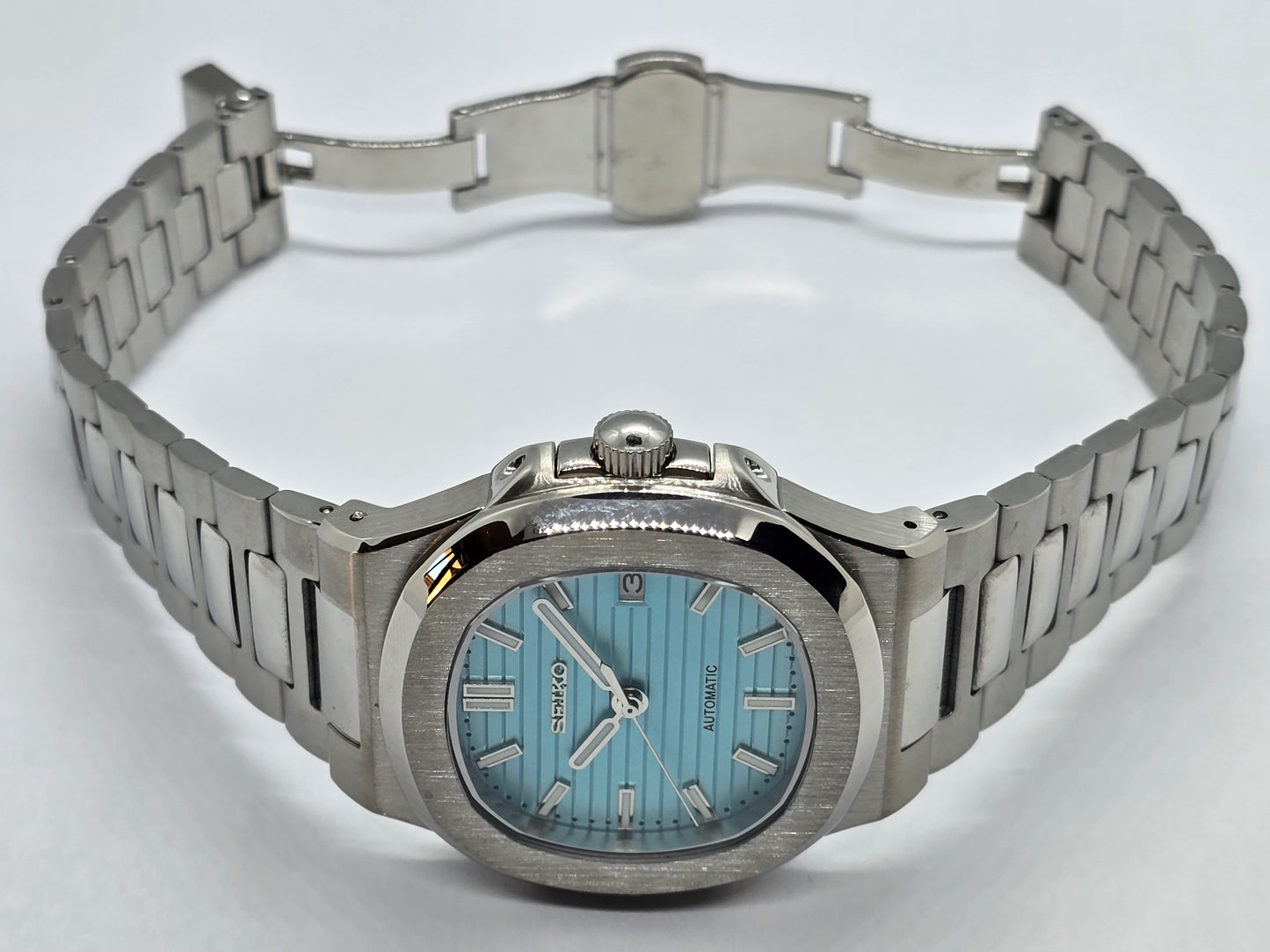 Seiko Mod Nautilus Tiffany Nh35 automatico 40mm vetro zaffiro