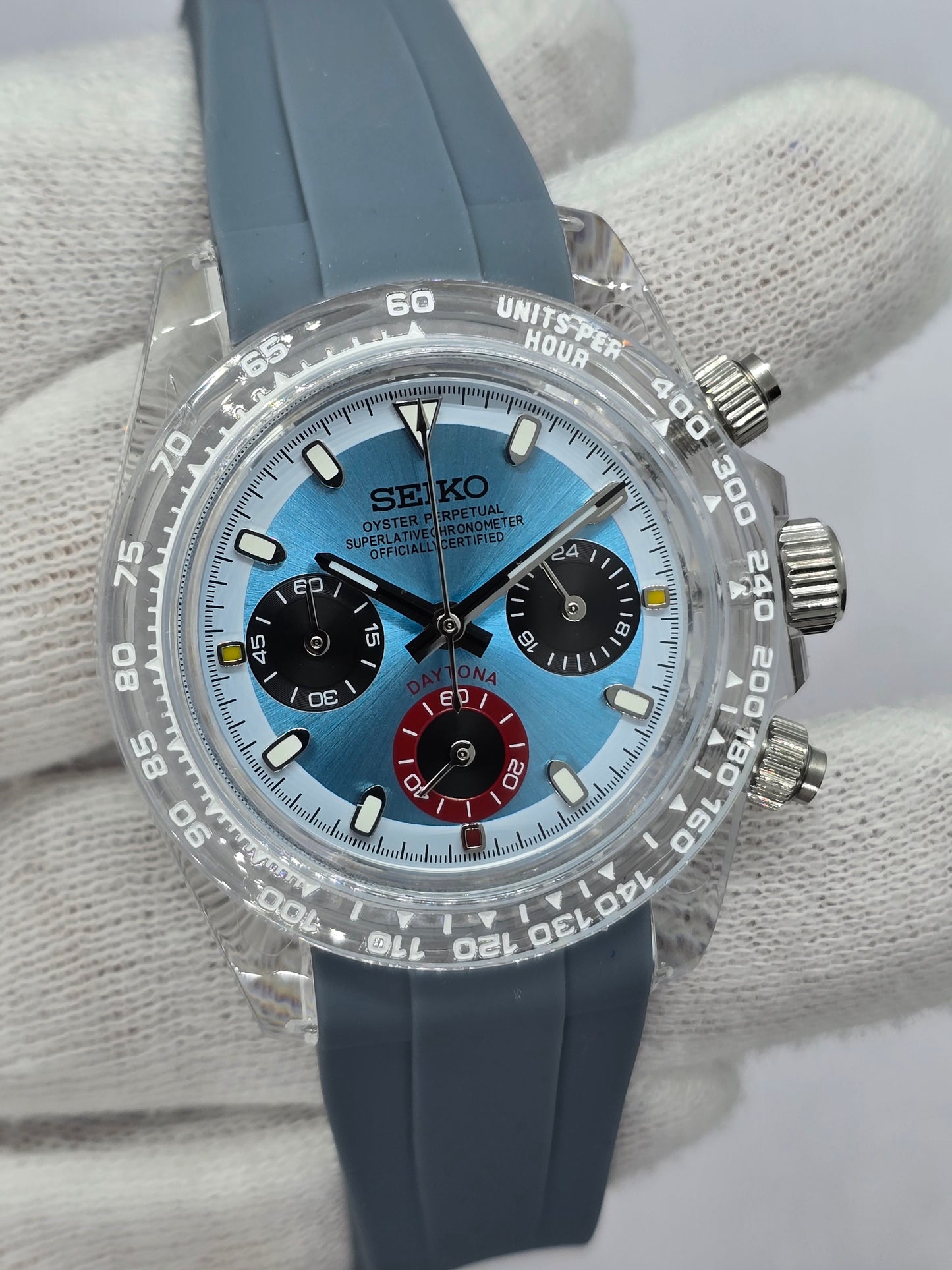 Seiko Mod Daytona Blue Ice 40mm