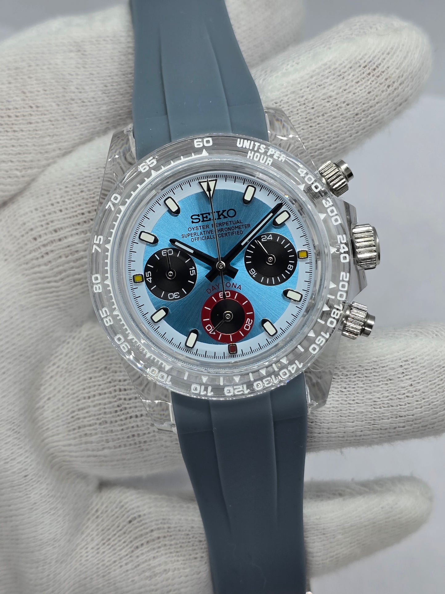 Seiko Mod Daytona Blue Ice 40mm