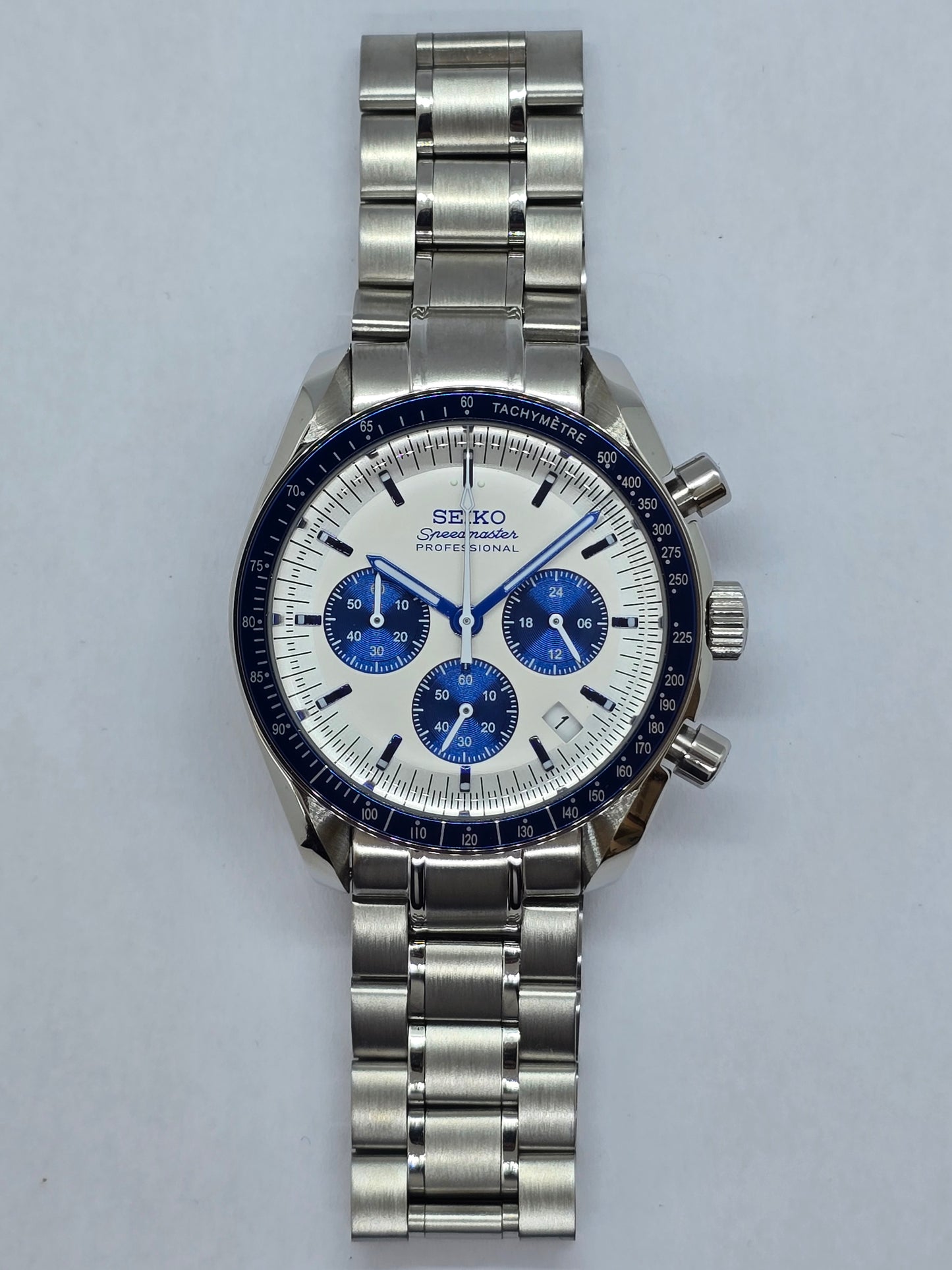 Seiko Mod Speedmaster Moonwatch cronografo Vk63 quarzo