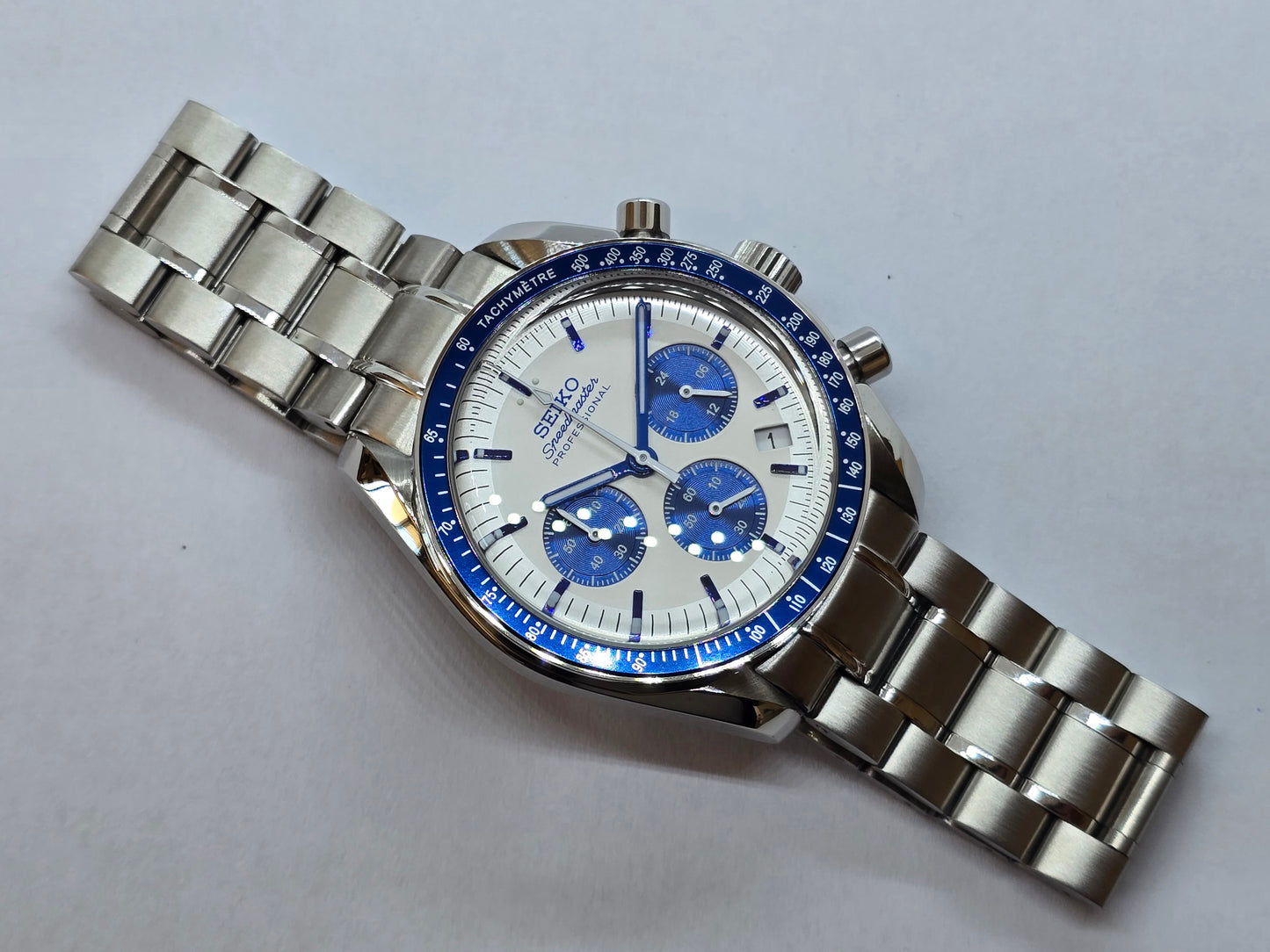 Seiko Mod Speedmaster Moonwatch cronografo Vk63 quarzo