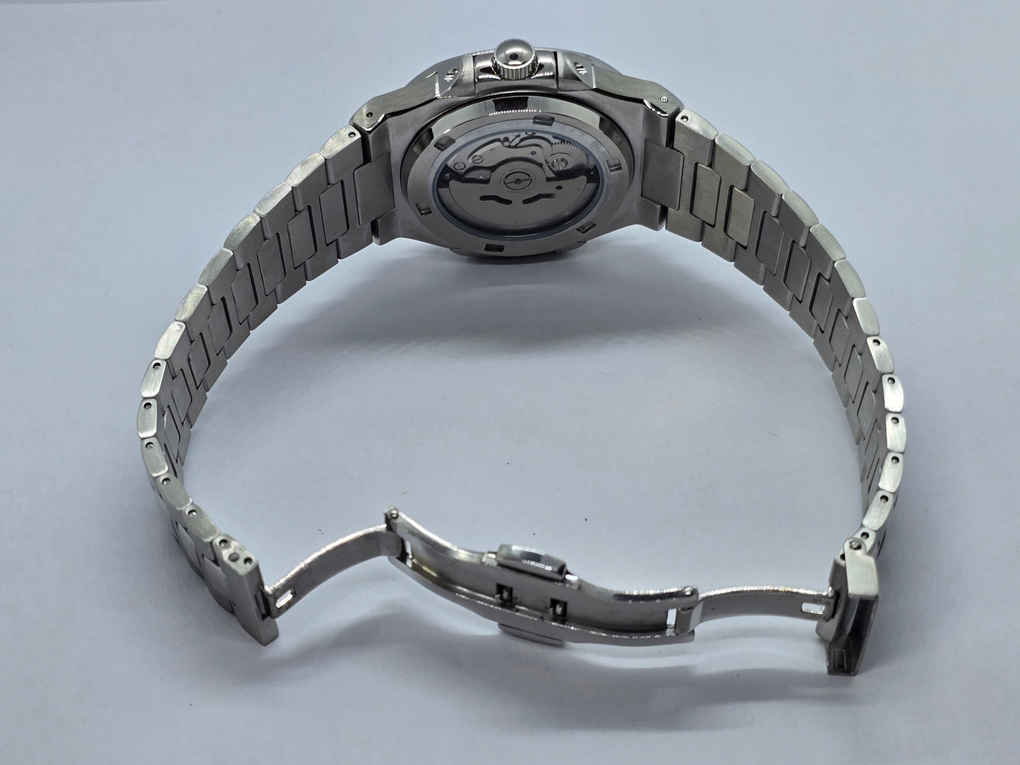 Seiko Mod Nautilus blu "Open Hearth" Nh38 automatico vetro zaffiro