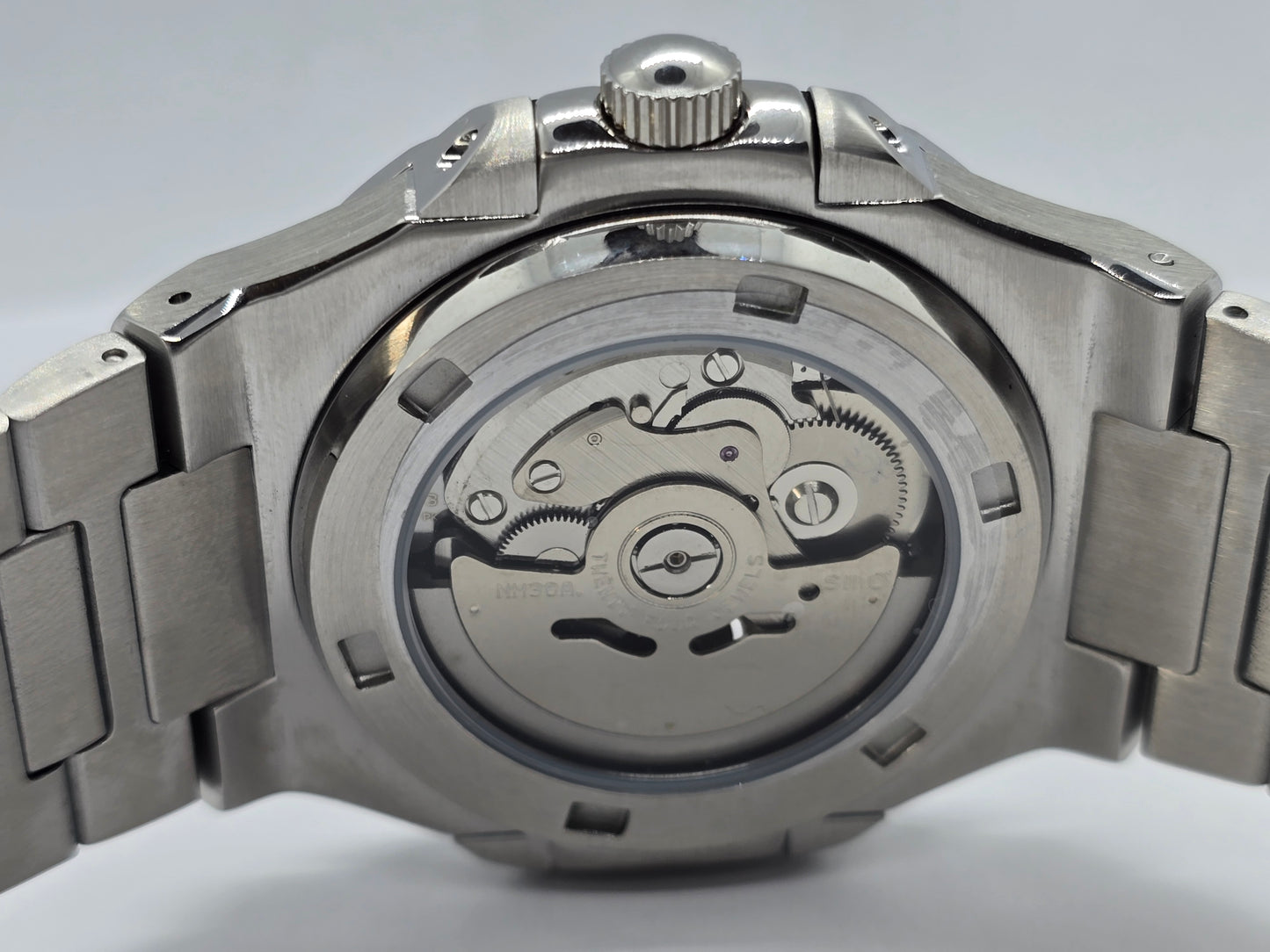 Seiko Mod Nautilus blu "Open Hearth" Nh38 automatico vetro zaffiro