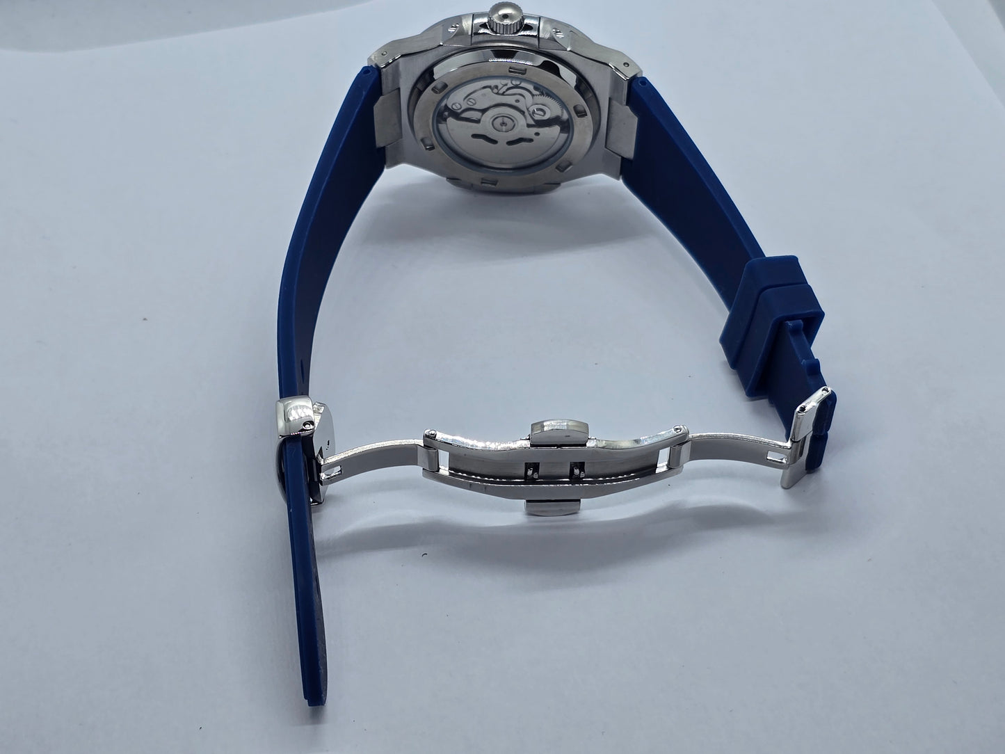 Seiko Mod Nautilus blu Nh35 automatico con cinturino in gomma blu
