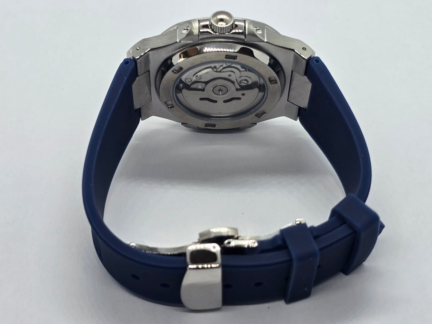 Seiko Mod Nautilus blu Nh35 automatico con cinturino in gomma blu