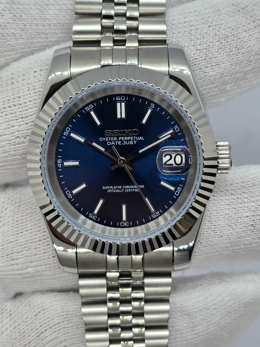 Seiko Mod Datejust blu Nh35 automatico 39mm