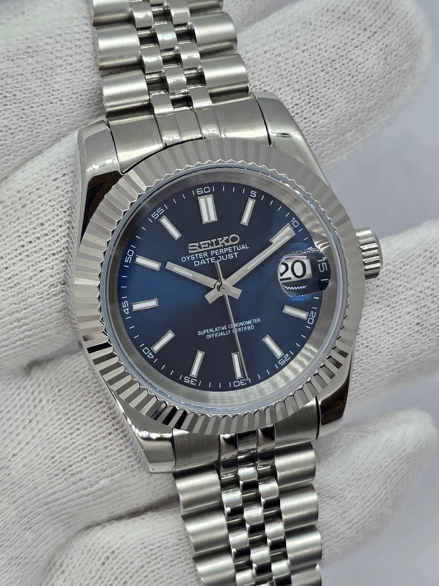Seiko Mod Datejust blu Nh35 automatico 39mm