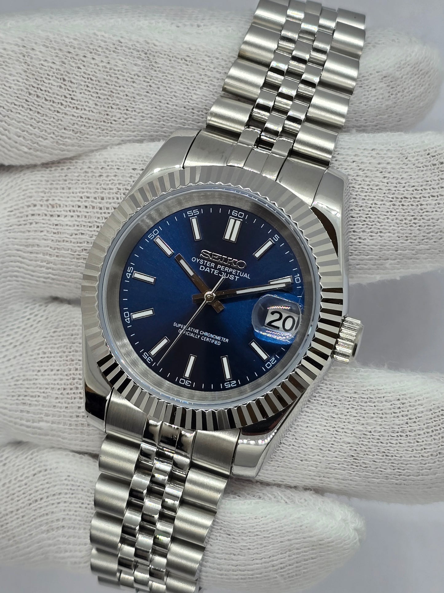 Seiko Mod Datejust blu Nh35 automatico 39mm