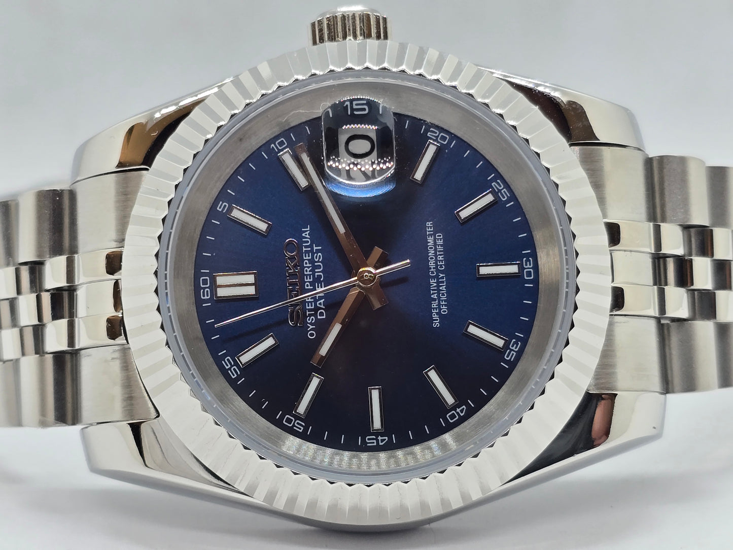 Seiko Mod Datejust blu Nh35 automatico 39mm