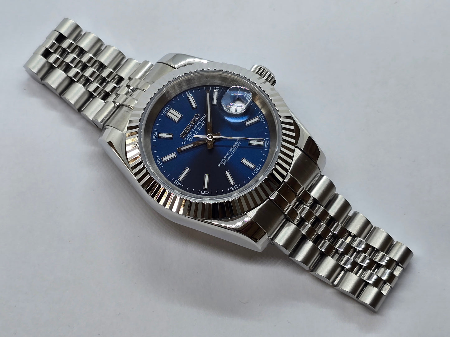 Seiko Mod Datejust blu Nh35 automatico 39mm