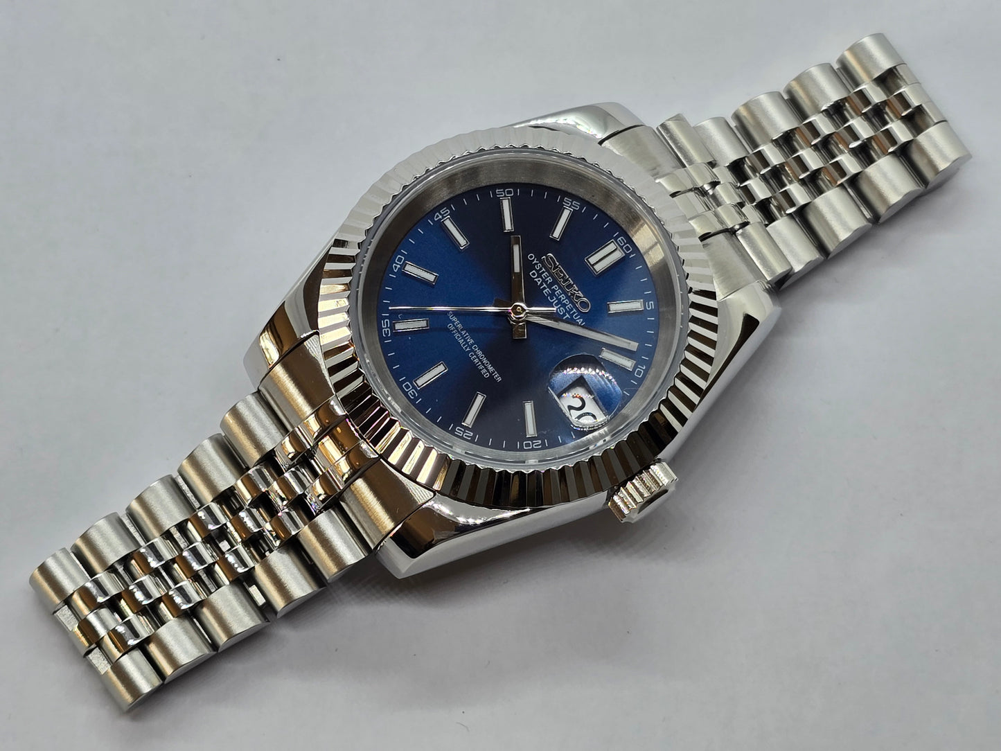 Seiko Mod Datejust blu Nh35 automatico 39mm