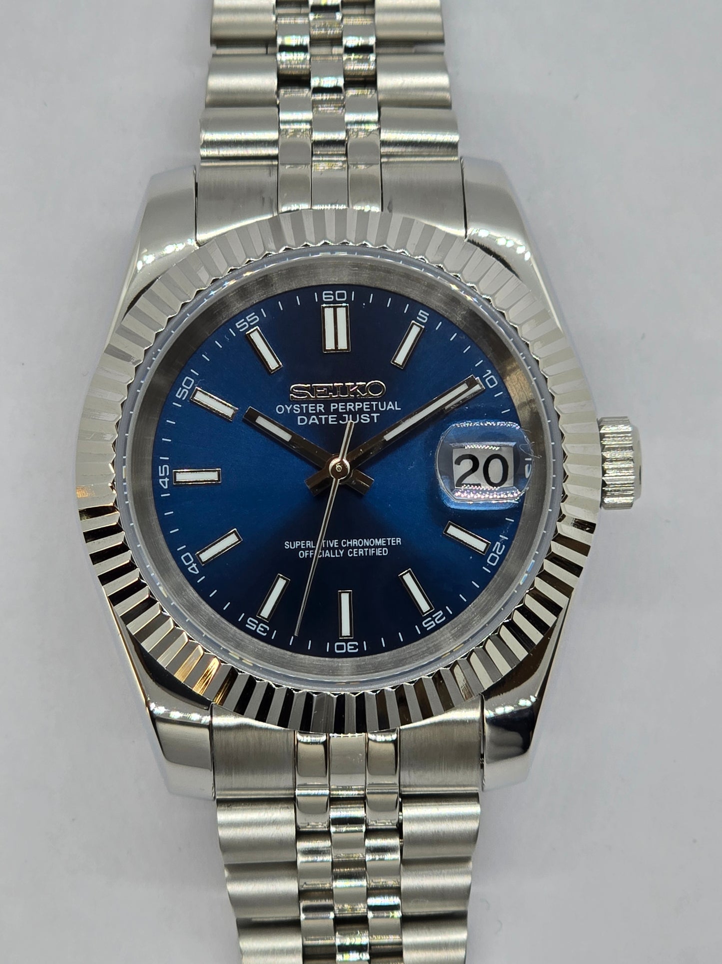 Seiko Mod Datejust blu Nh35 automatico 39mm