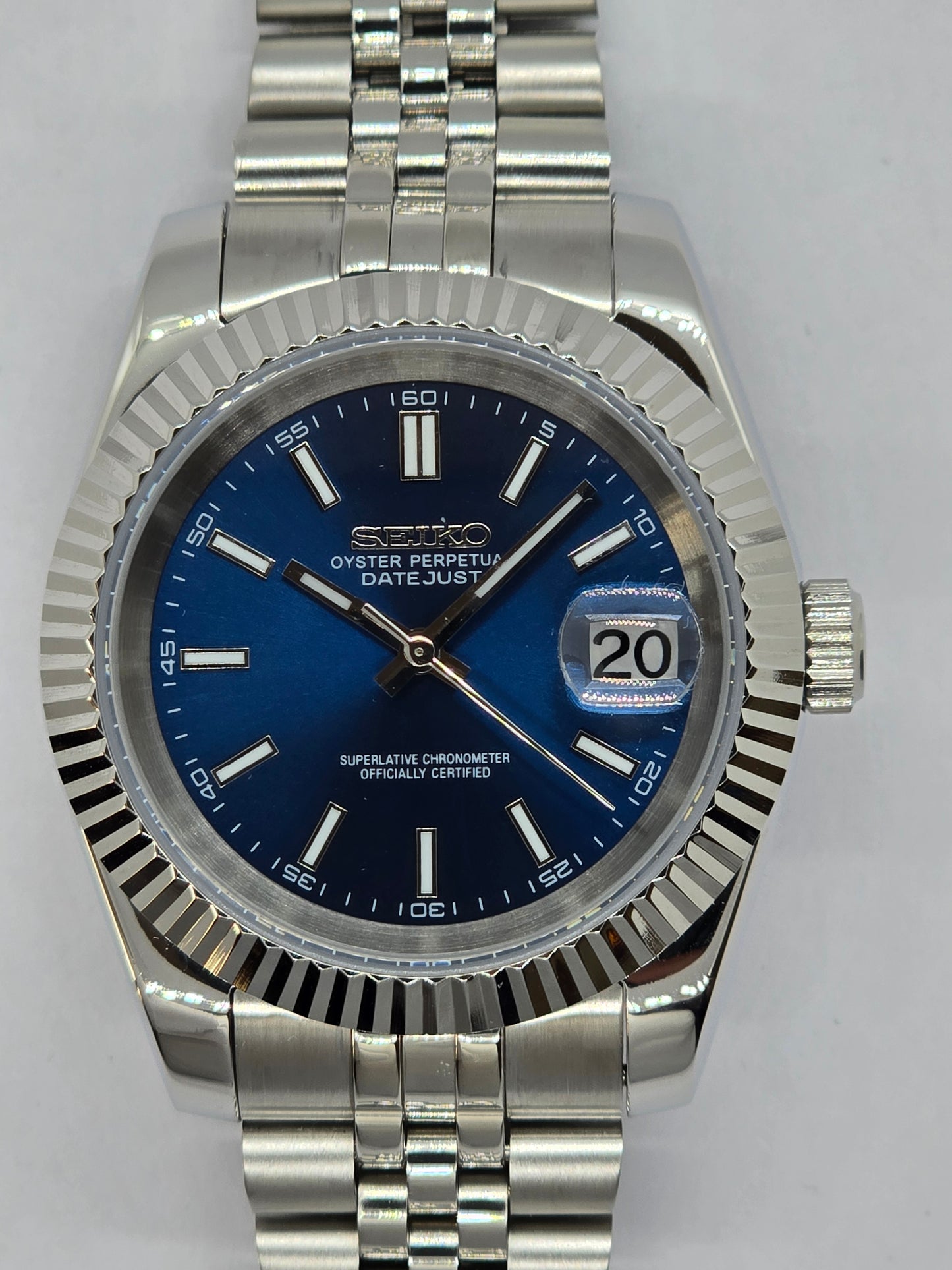 Seiko Mod Datejust blu Nh35 automatico 39mm