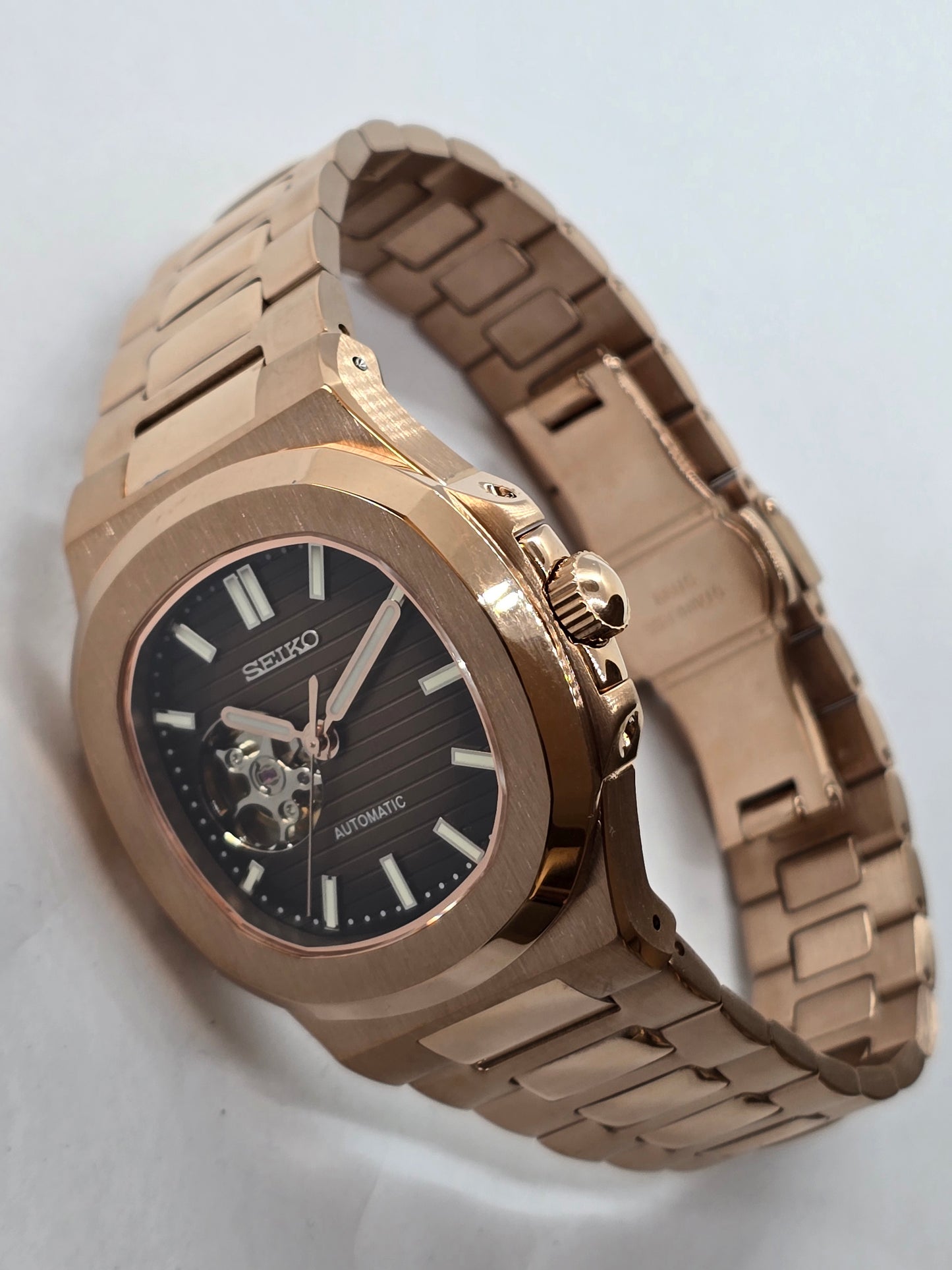 Seiko Mod Nautilus "Open Hearth" oro rosa Nh38 automatico