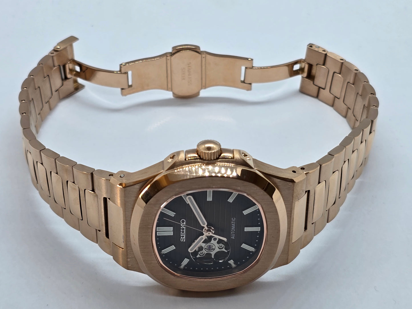 Seiko Mod Nautilus "Open Hearth" oro rosa Nh38 automatico